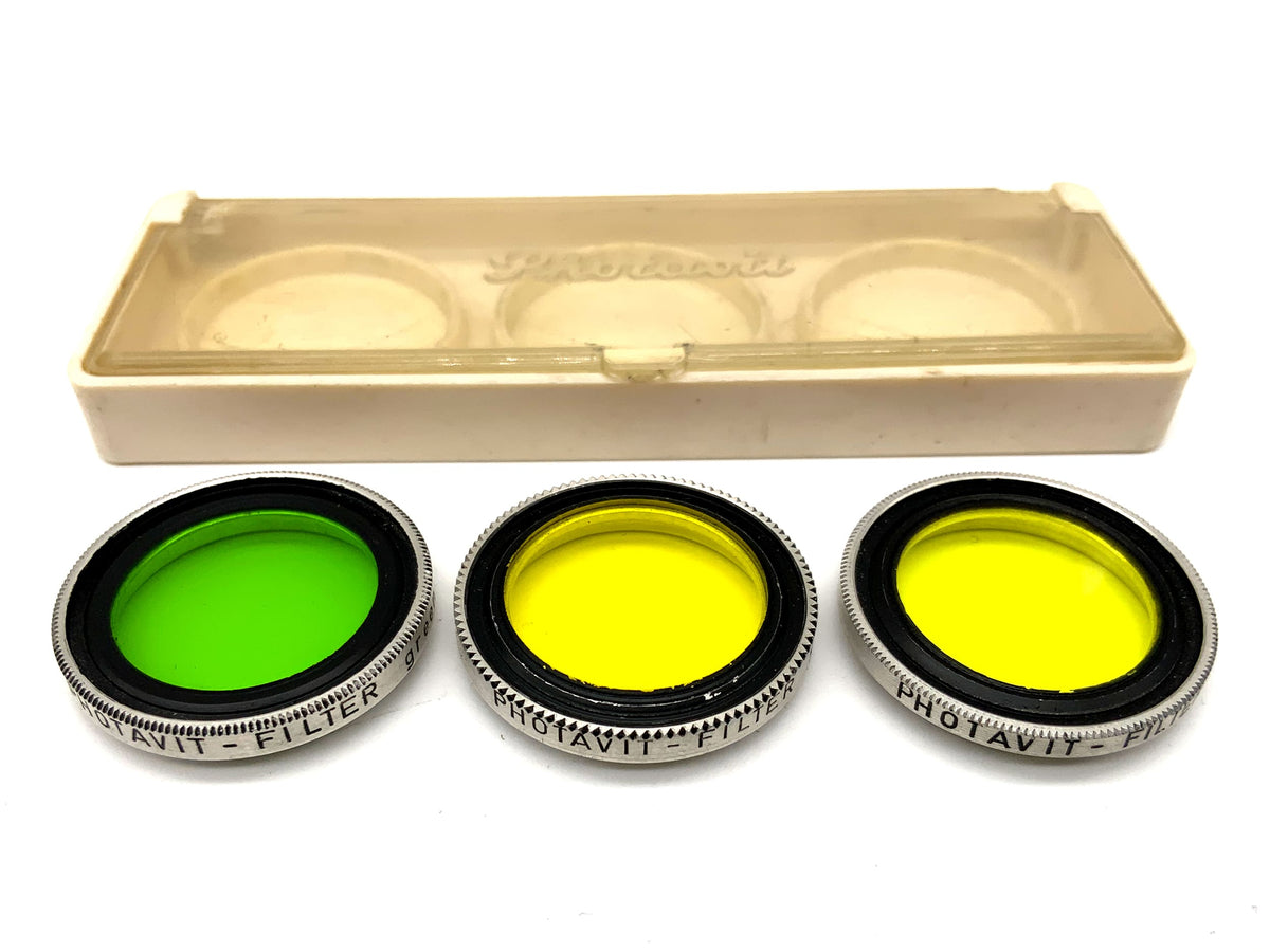 Photavit Farbfilter-Set yellow 1 1/2, 21/2, green 3 für Kodak, Agfa, etc. 24,5mm
