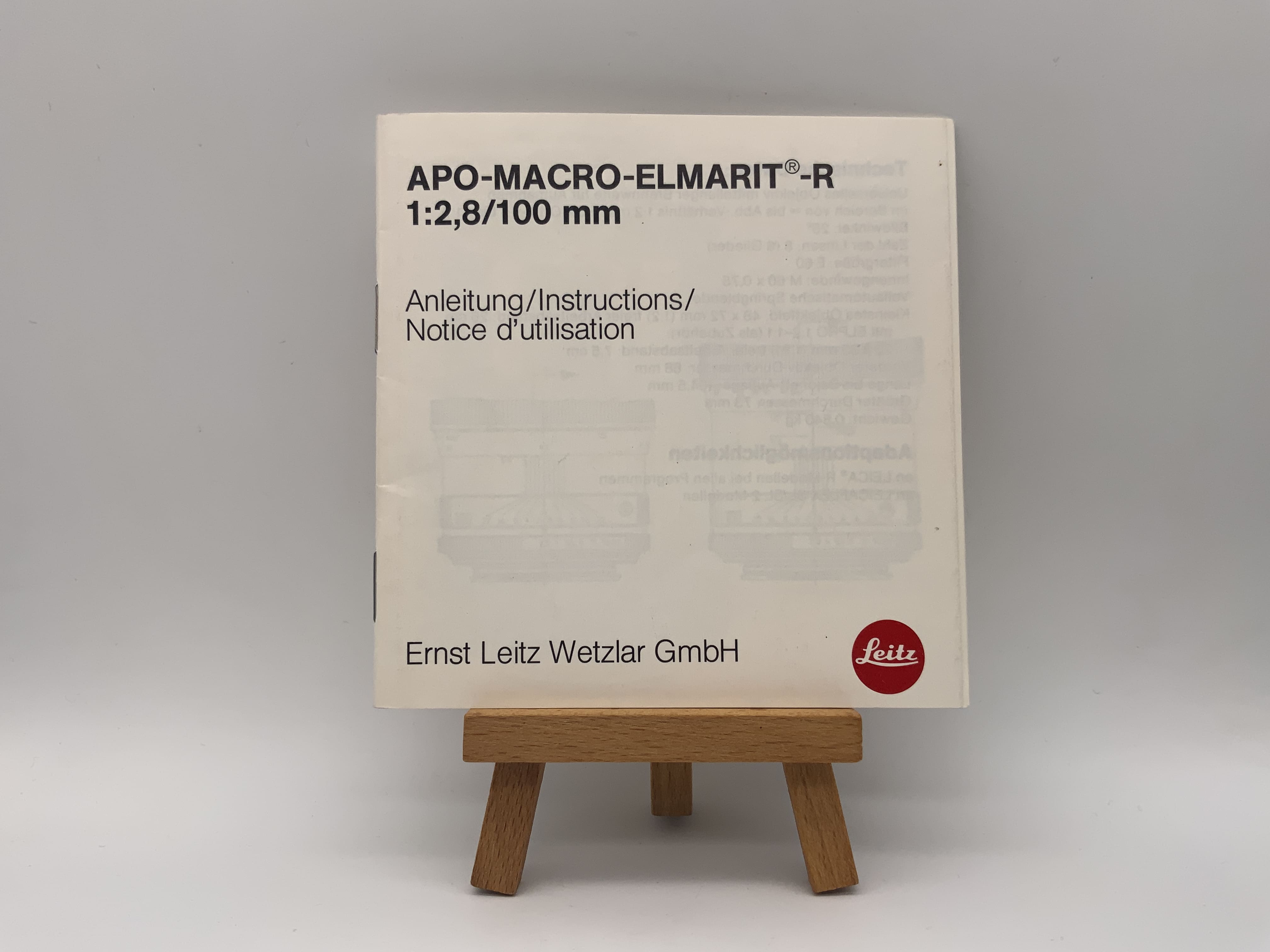 Leitz APO-Macro Elmarit-R 1:2.8/100mm Bedienungsanleitung Deutsch