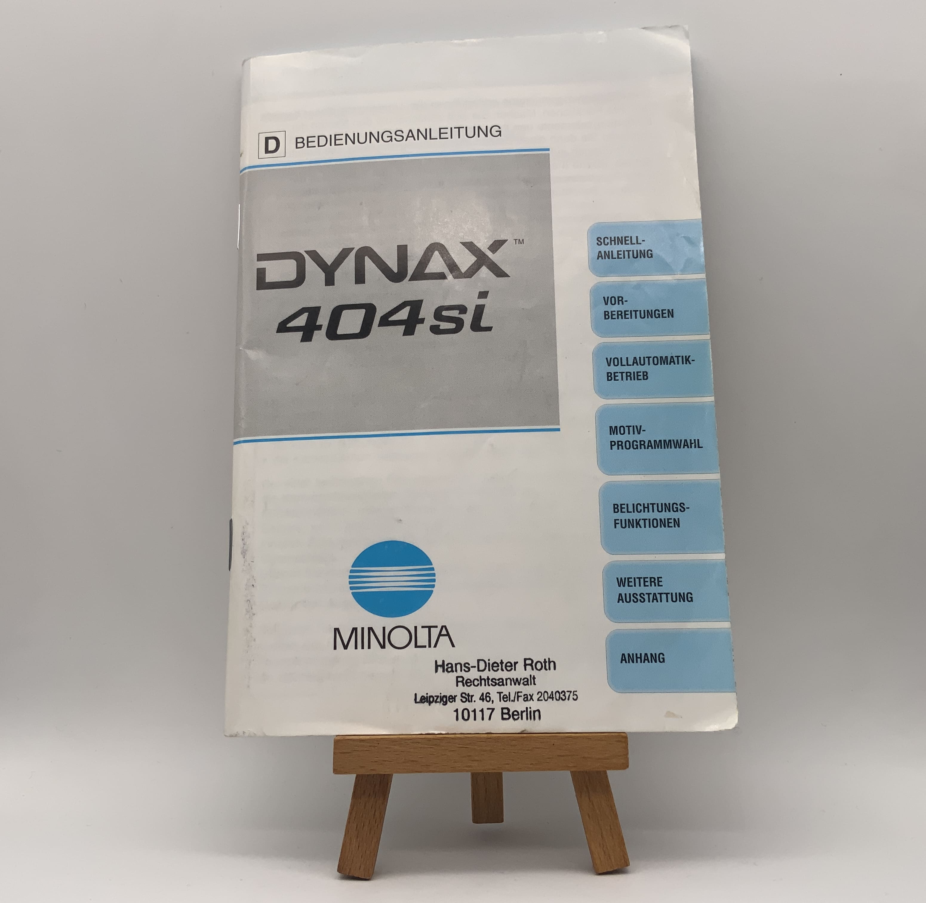 Minolta Dynax 404si Bedienungsanleitung Deutsch