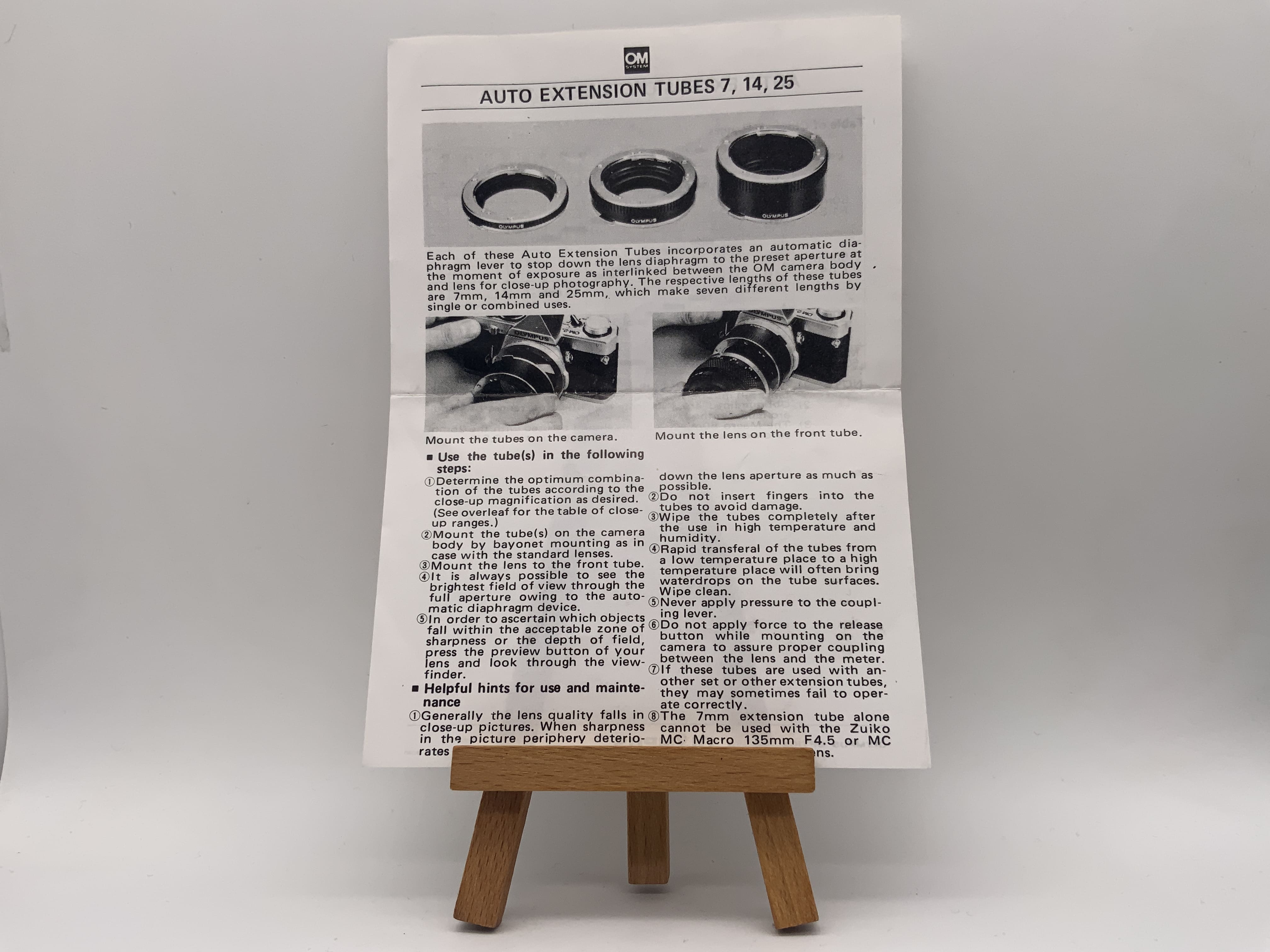 Olympus Auto Extension Tubes 7,14,25 Bedienungsanleitung Deutsch