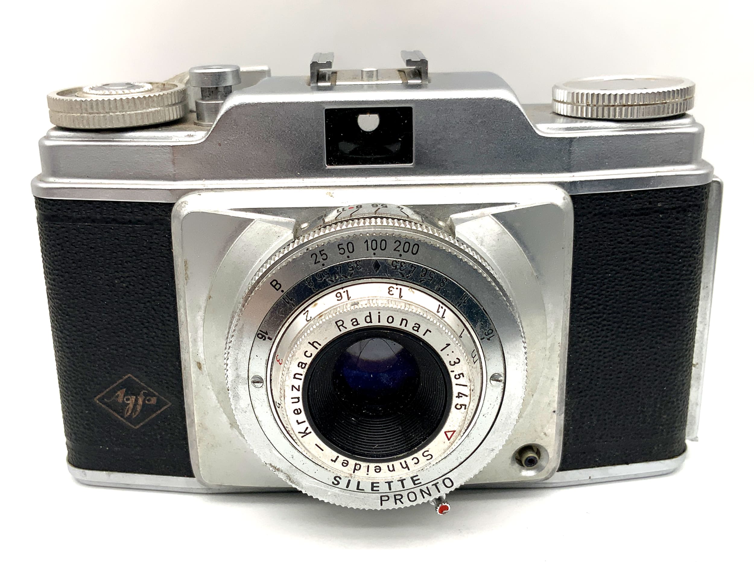 Agfa Silette Sucherkamera mit Schneider Kreuznach Radionar 1:3,5 45mm Pronto