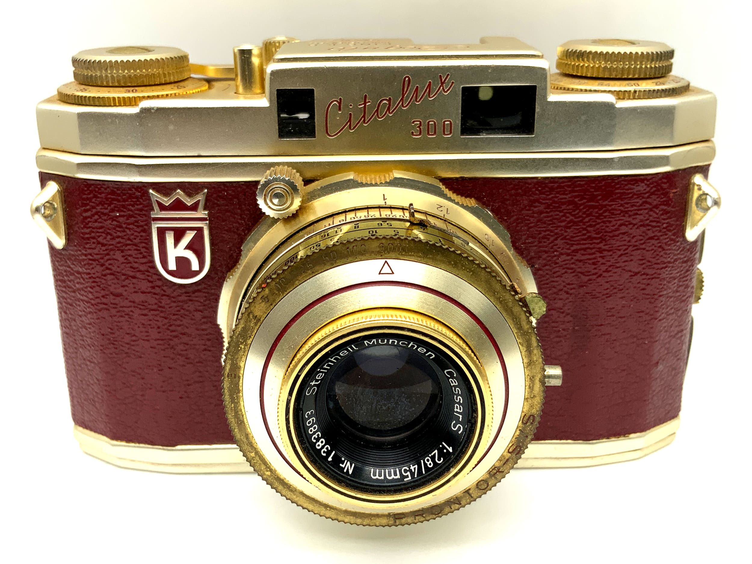 King KG Regula Citalux 300 mit Cassar S 1:2.8/45mm Prontor-SVS gold mit Tasche