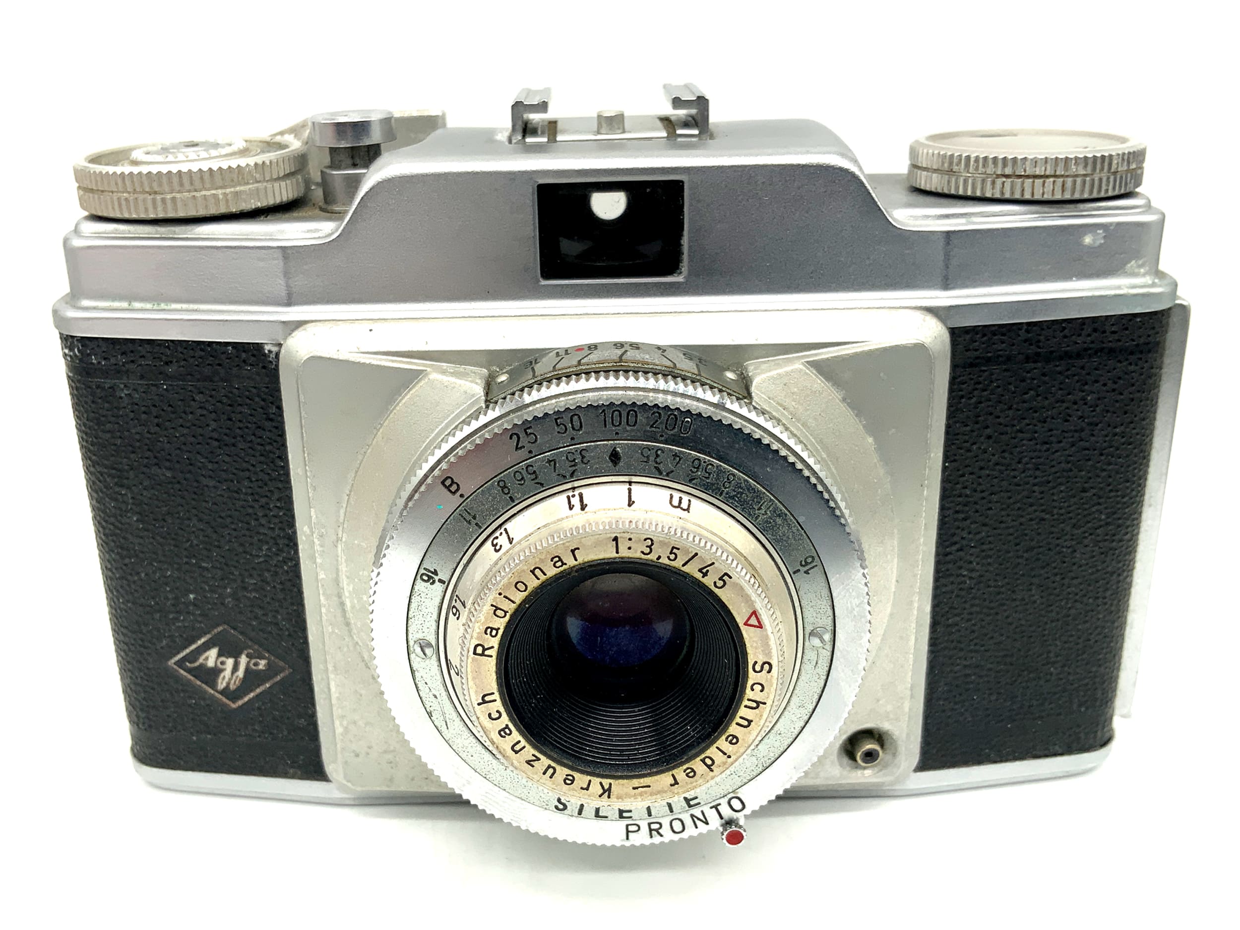 Agfa Silette Sucherkamera mit Schneider Kreuznach Radionar 1:3,5 45mm Pronto