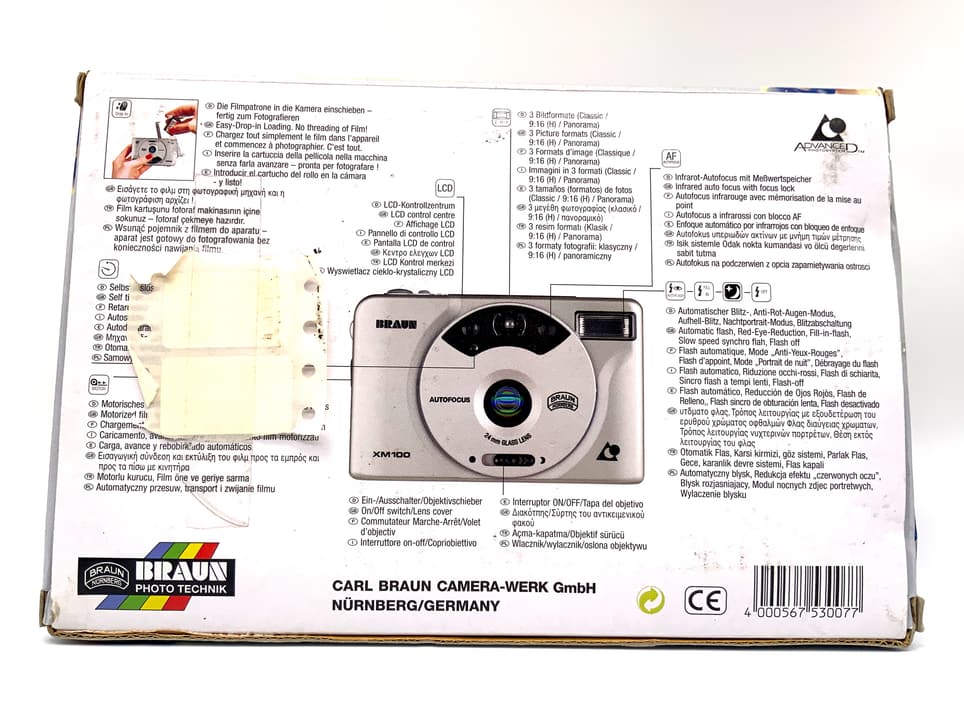 Braun Nürnberg XM 100 Point&Shoot mit 24mm Glass Lens Set Analogkamera