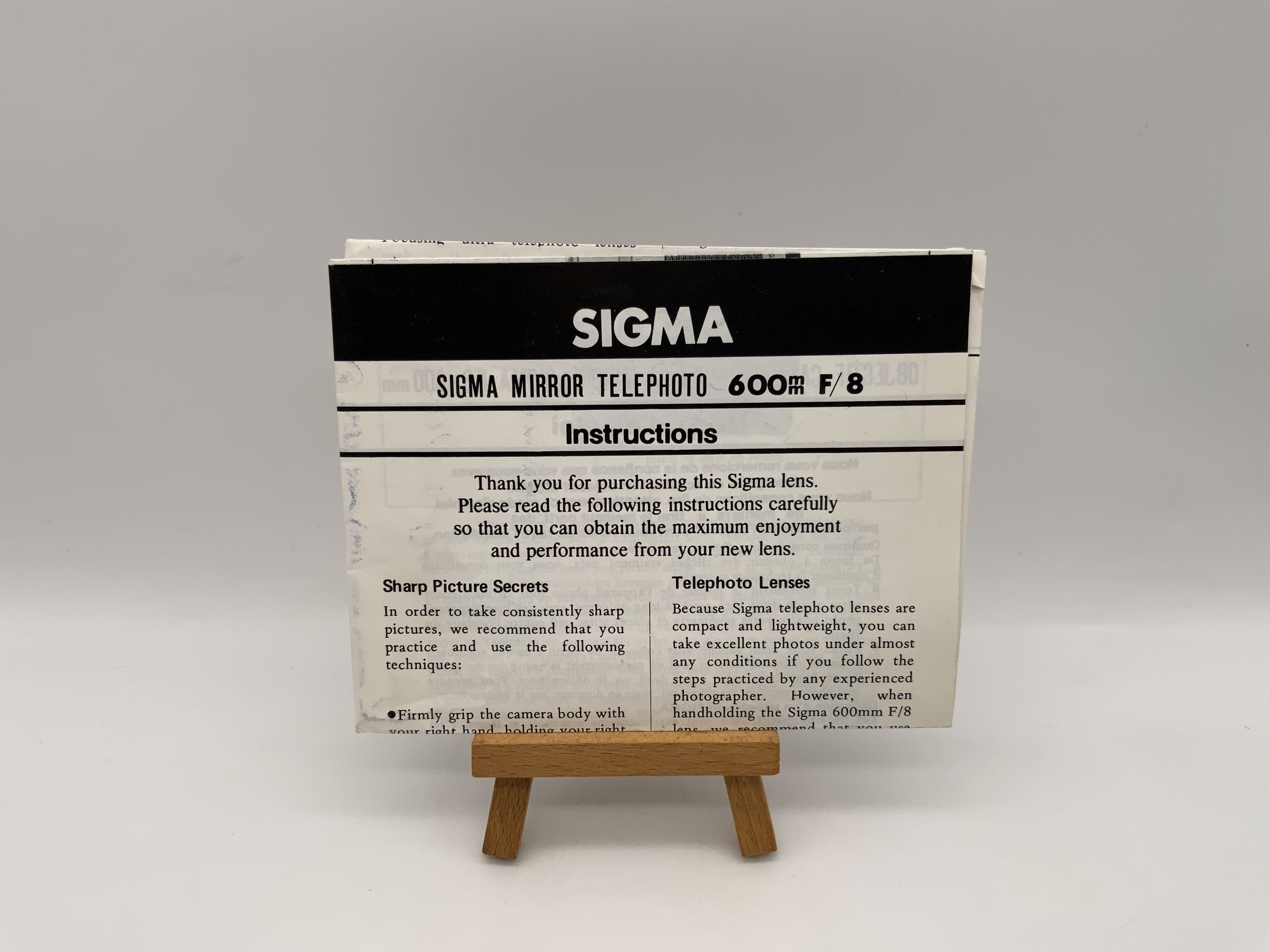 Sigma Mirror Telephoto 600mm F/8 Bedienungsanleitung Deutsch