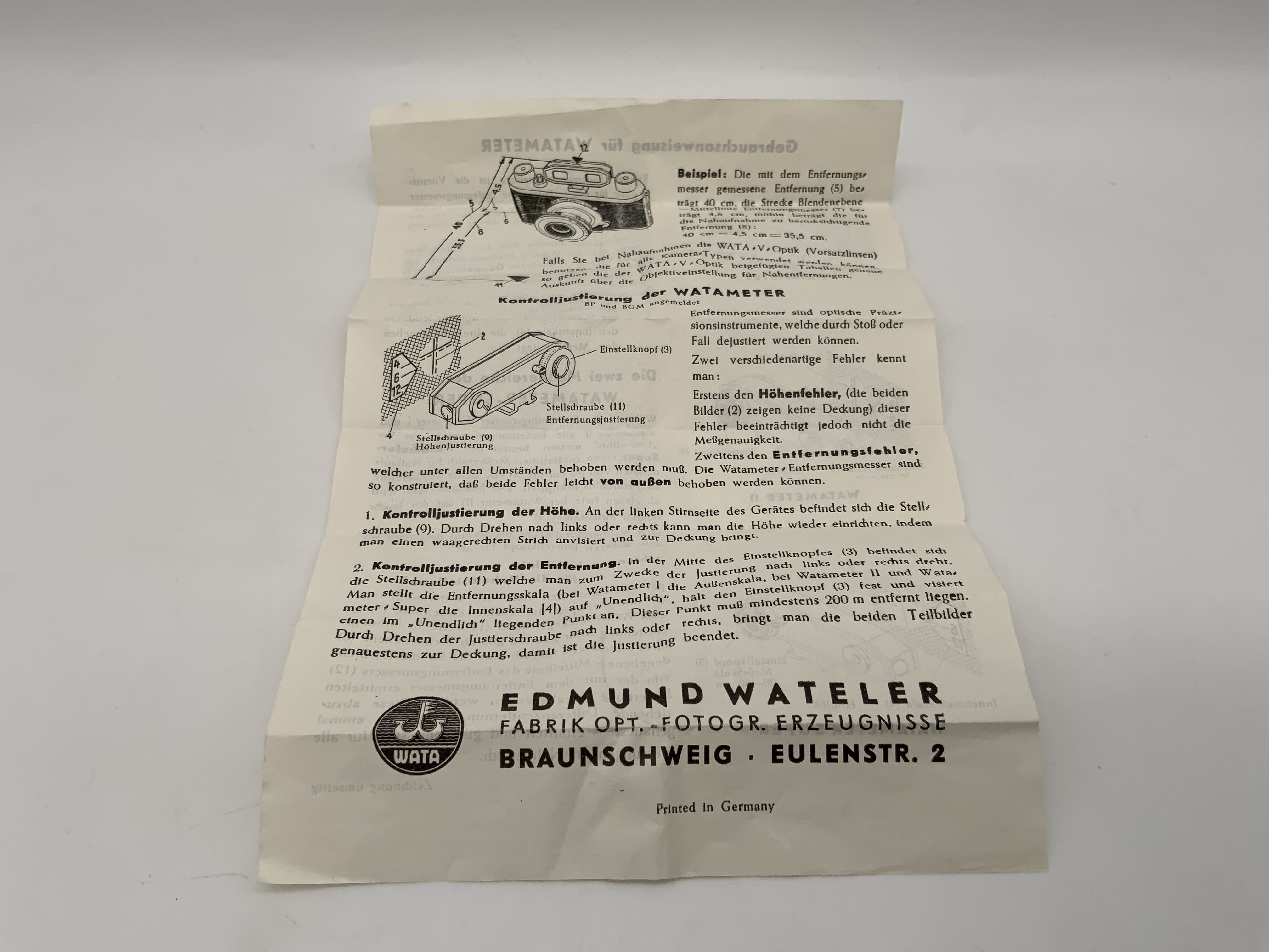 Warta Wartameter Gebrauchsanweisung Bedienungsanleitung Deutsch