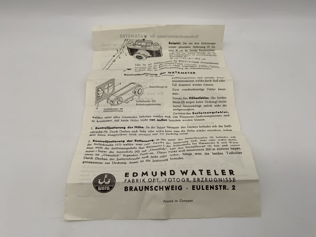 Warta Wartameter Gebrauchsanweisung Bedienungsanleitung Deutsch