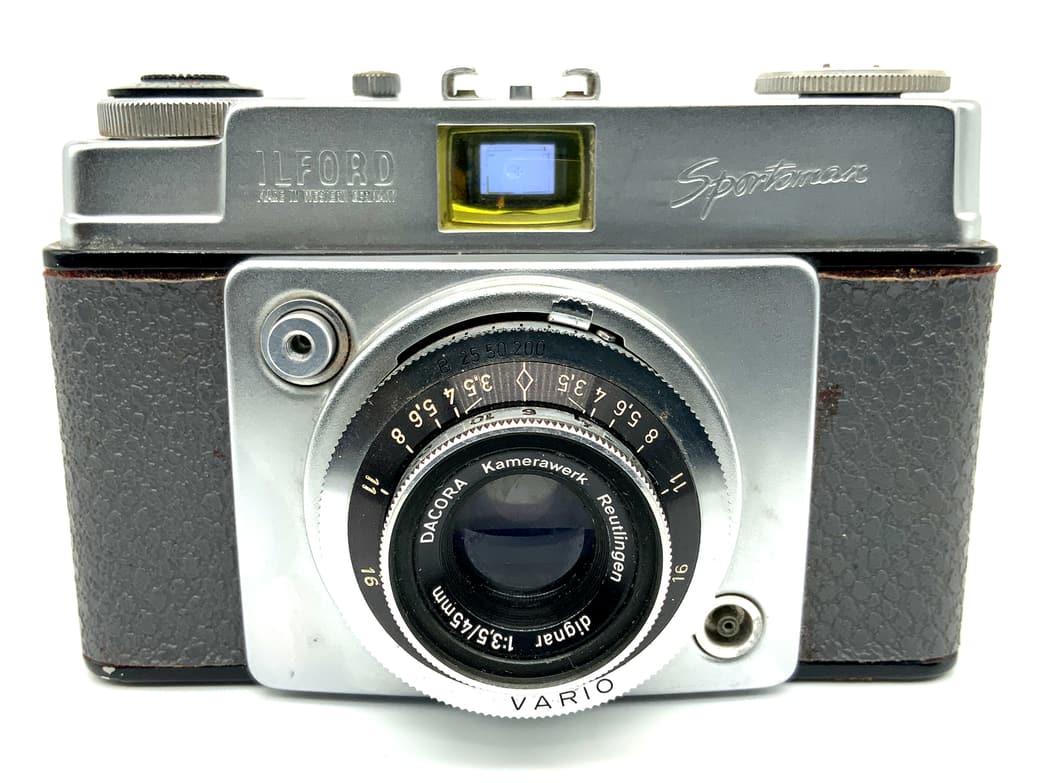Ilford Sportsman Sucherkamera mit Dignar 45mm 1:3.5 Vario Analogkamera