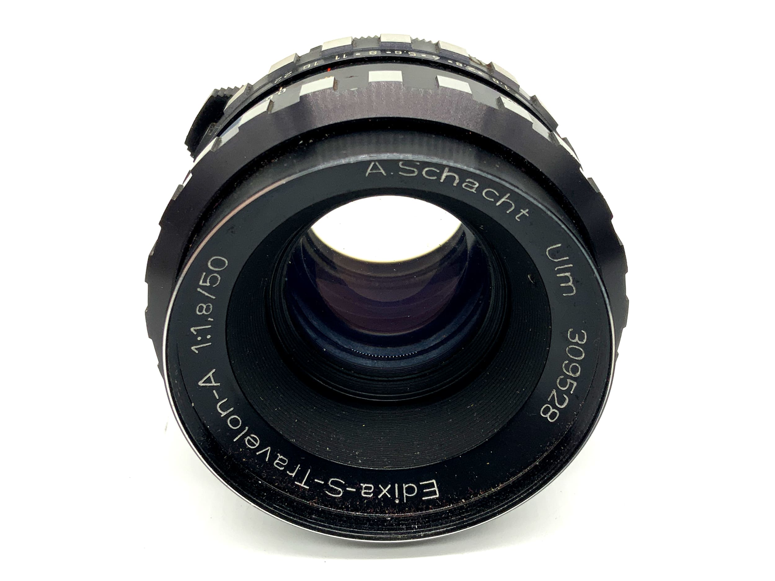 A. Schacht Ulm Edixa-S-Travelon-A 50mm 1:1.8 Festbrennweite (M42) Text lesen!