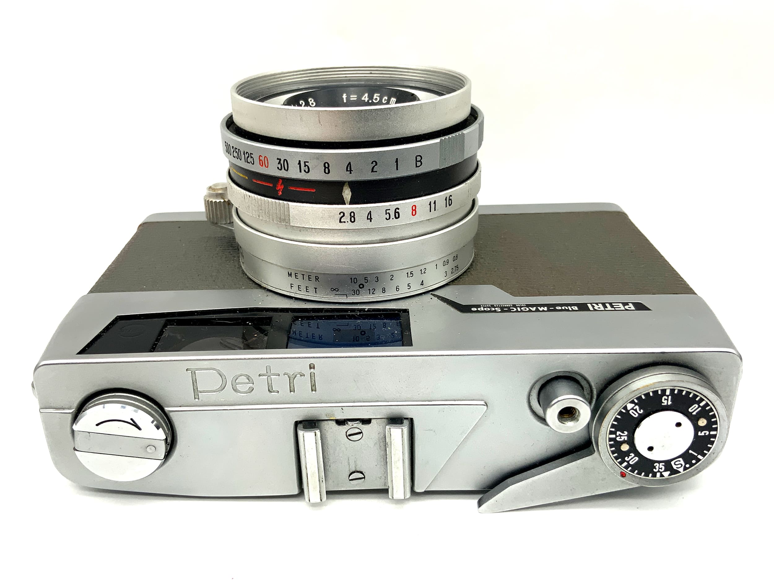 Petri Blue-Magic-Scope Sucherkamera 4,5cm 1:2,8 Messsucherkamera Analogkamera