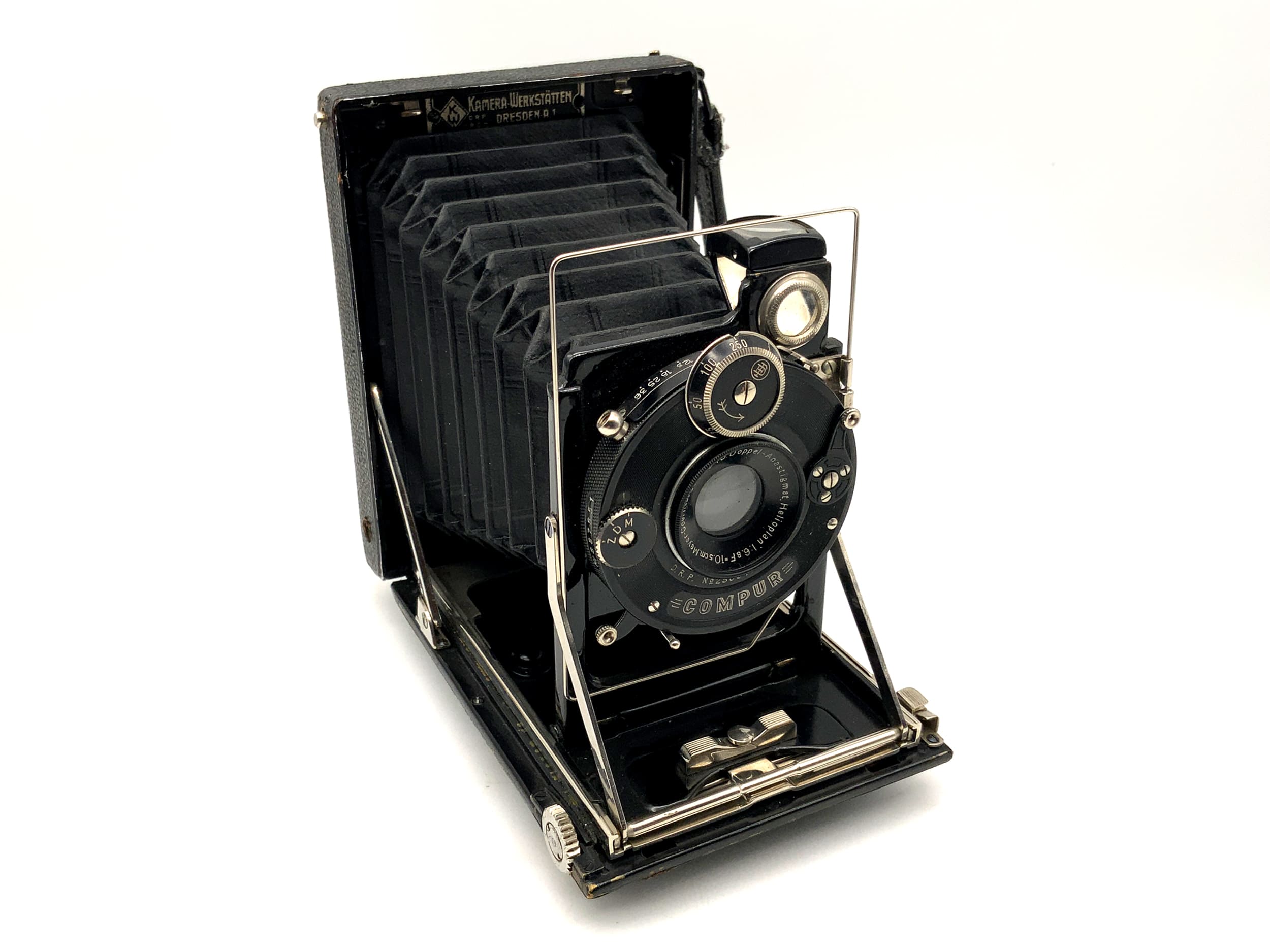 KW Patent Etui Plattenkamera Doppel-Anastigmat Helioplan 1:6.8/10,5cm Compur 0