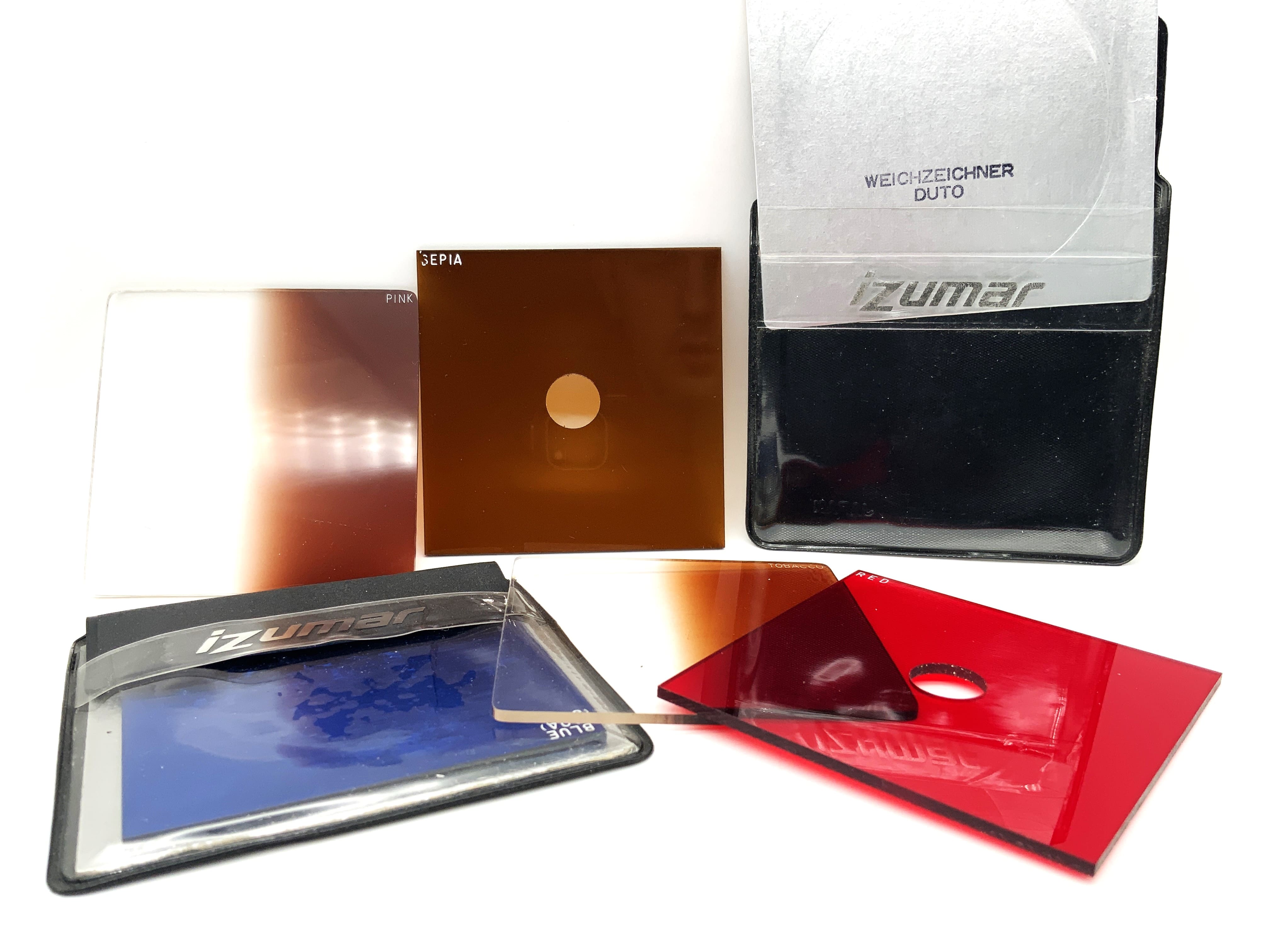 Izumar Filterset:Pink,Blue(80A),Sepia,Tobacco,Red 67x67mm Rechteckig
