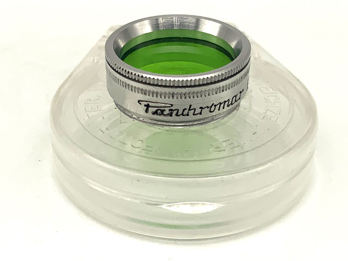 Filtre vert Panchromar dans son étui, filetage circulaire de 18 mm