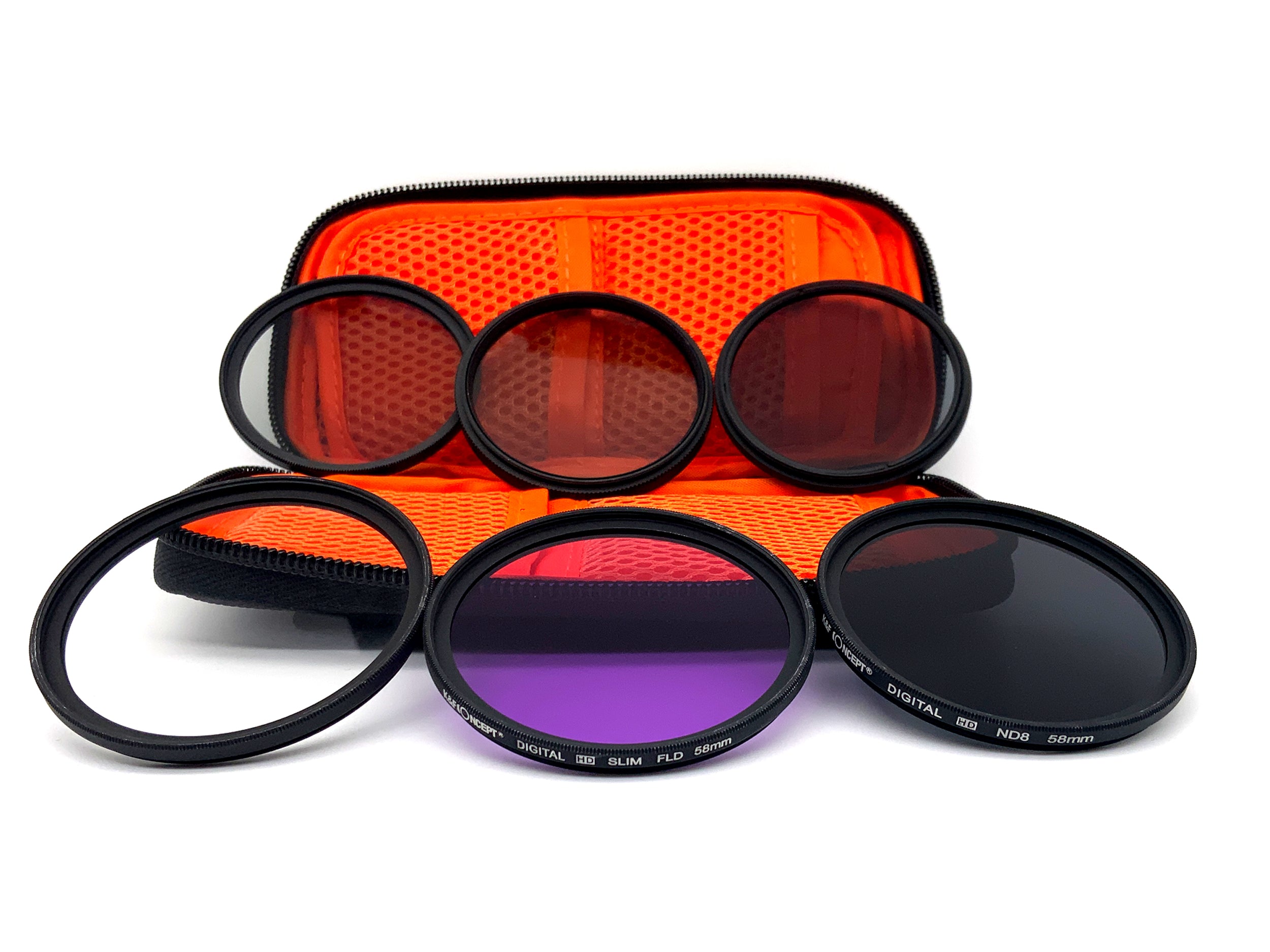 K&F Concept 6er Filterset Digital HD Slim UV, FLD, CPL, ND2/4/8+Case Filter 58mm