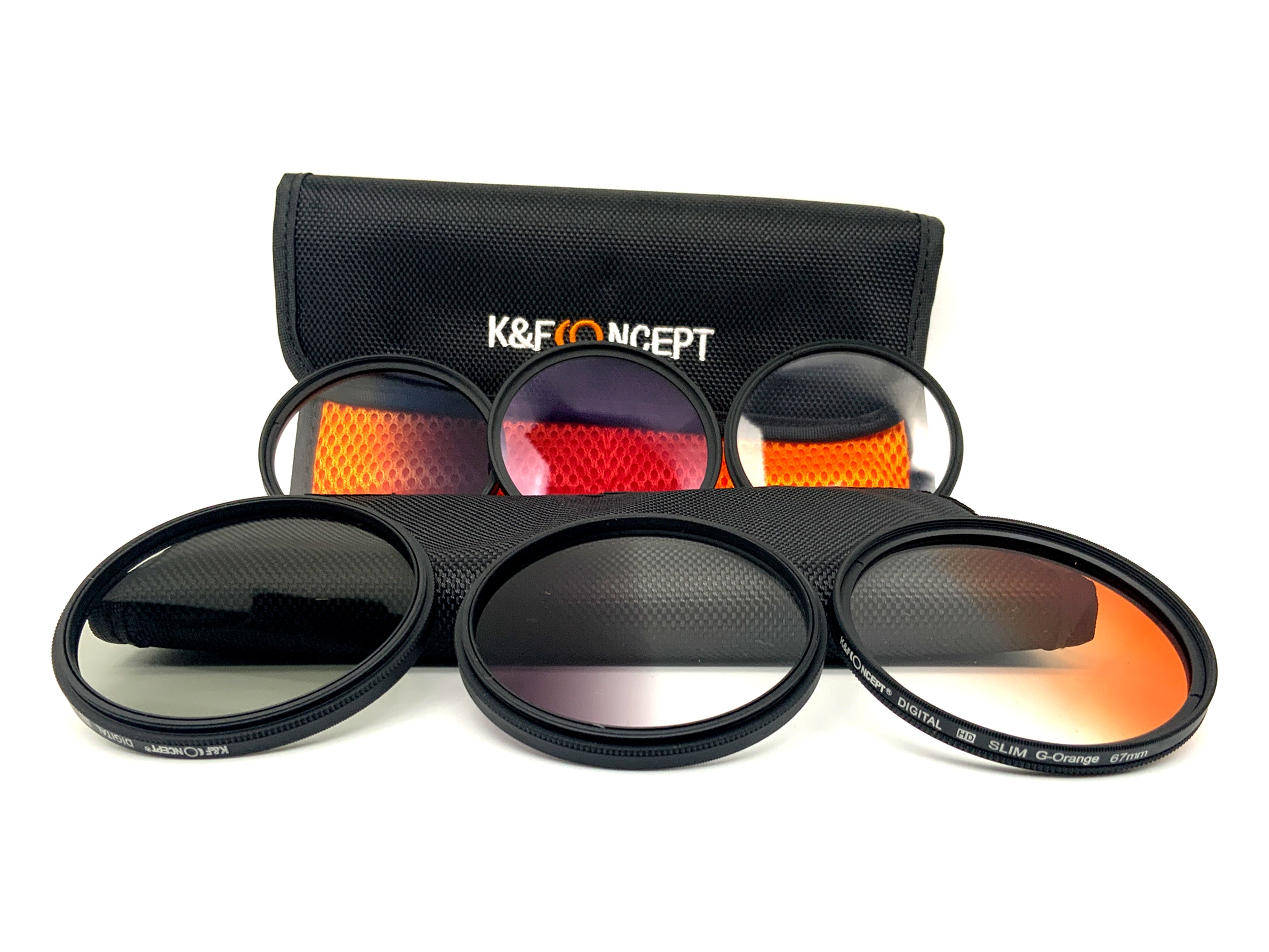 K&F Concept 6er Set Digital HD Slim UV, FLD, CPL, G-Blue/Orange/Gray Filter 67mm
