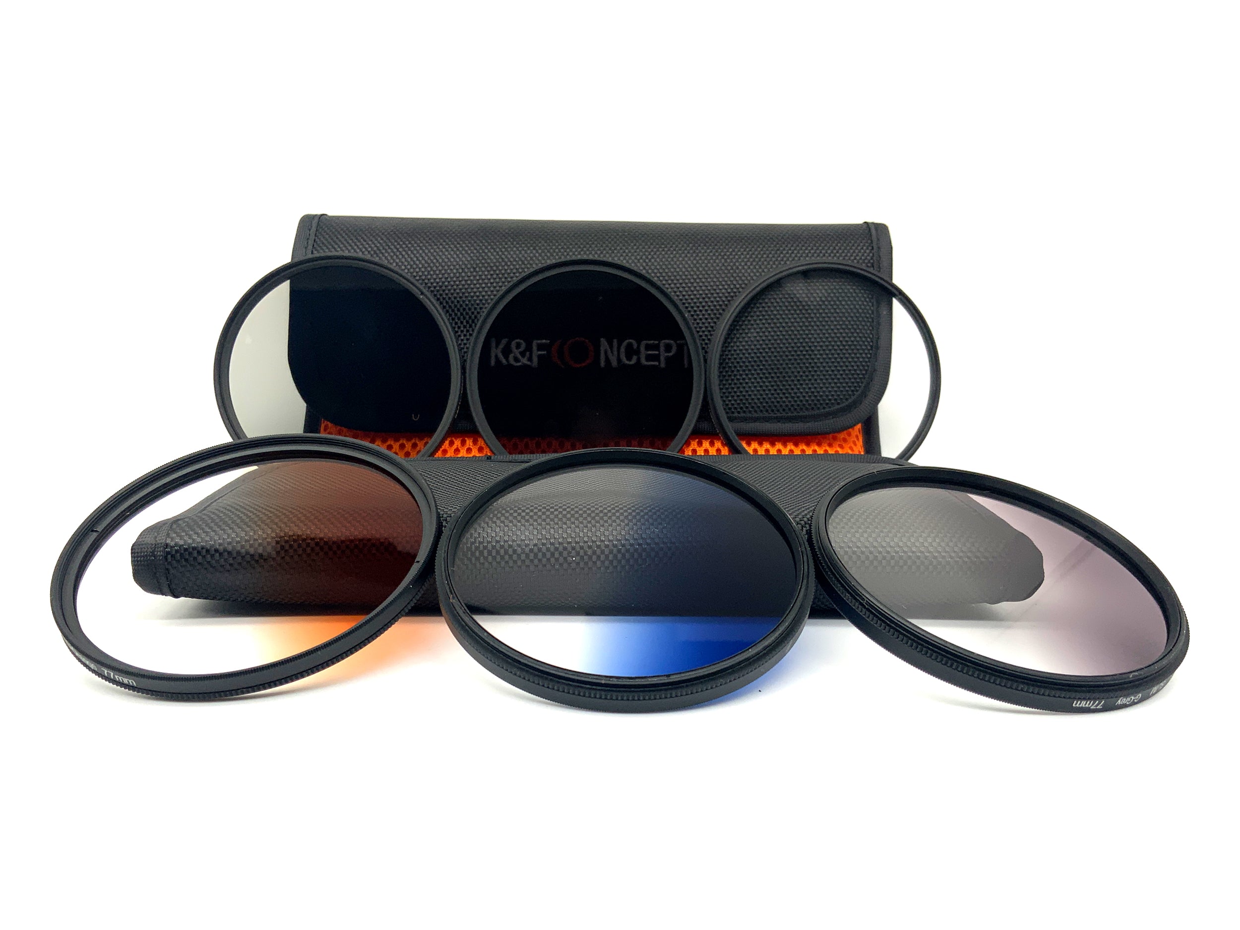 K&F Concept 6x Filter Digital HD Slim UV, CPL, ND4, G-Orange/Blue/Grey 77mm