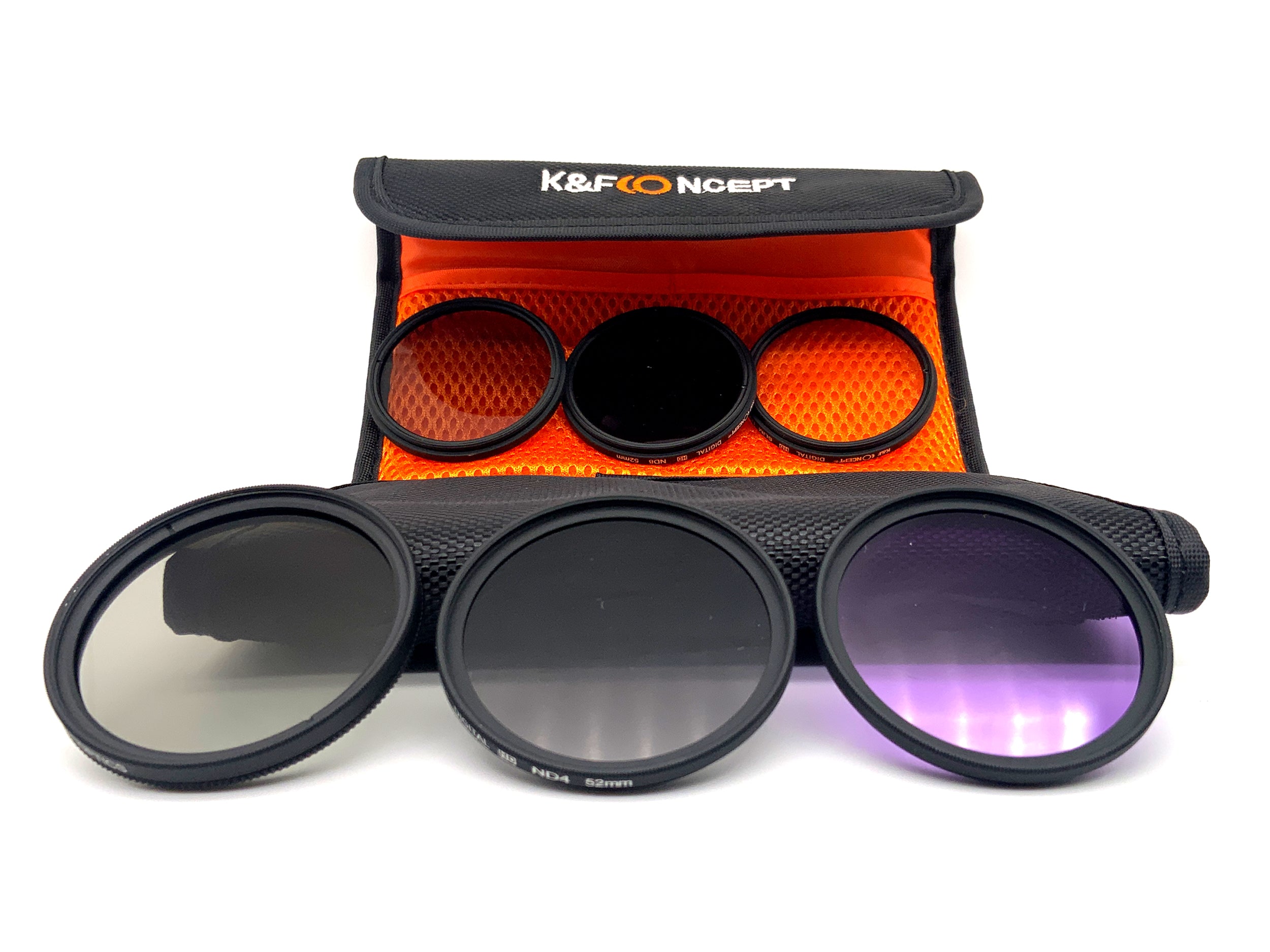 K&F Concept 6er Filterset Digital HD Slim UV, CPL, FLD, ND2/4/8 + Case 52mm