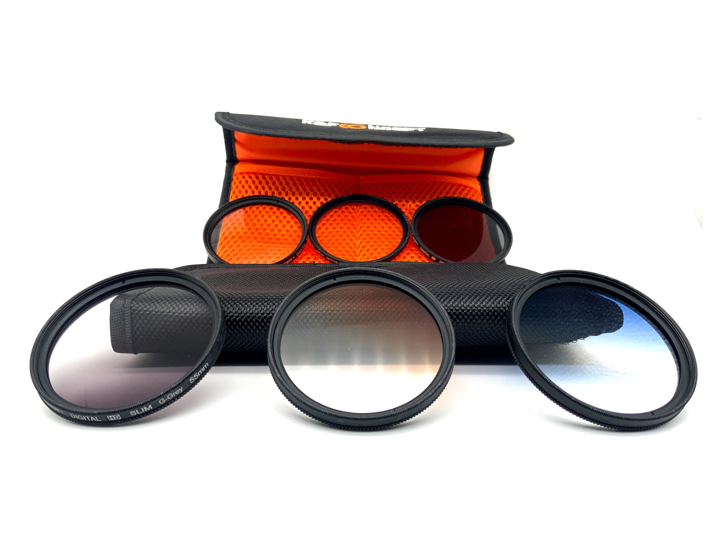 K&F Concept 6er Filterset UV, Close-Up+4, ND4, Verlauf G-Orange/Blue/Grey 55mm