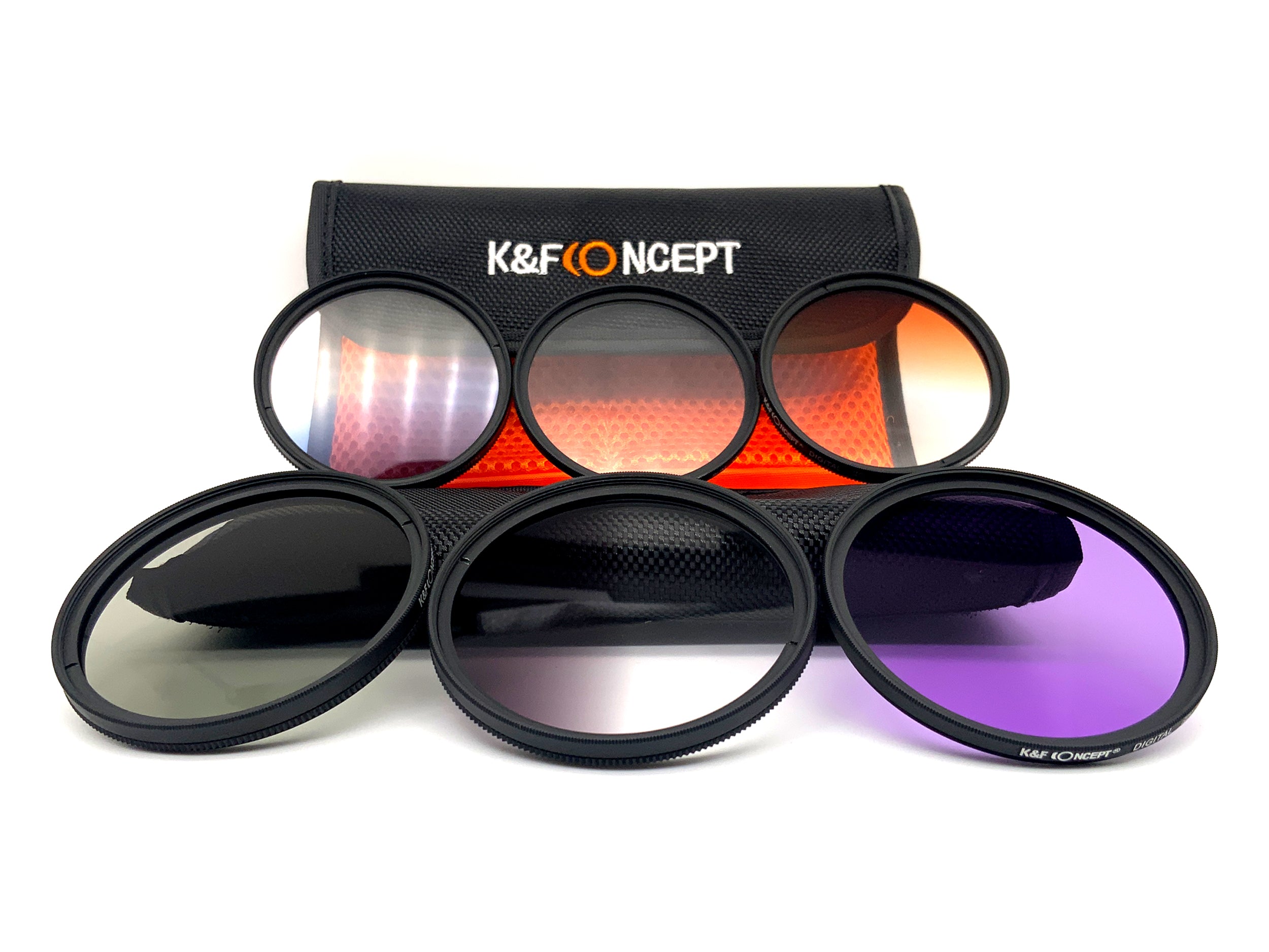 K&F Concept Verlaufsfilter 6er Set G-Orange/Red/Blue/Green/Grey/Brown +Case 62mm