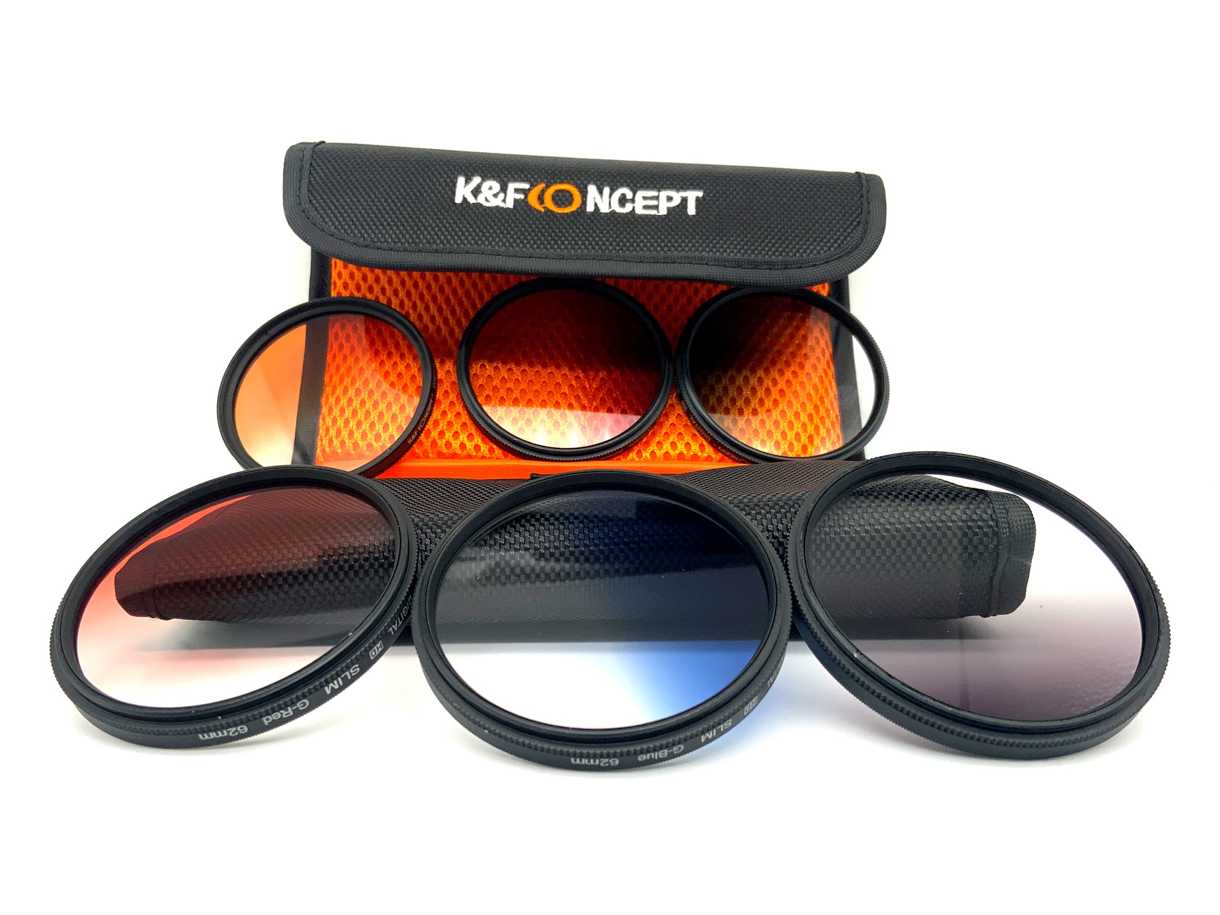 K&F Concept Verlaufsfilter 6er Set Orange/Grey/Blue/Red/Green/Purple + Case 62mm