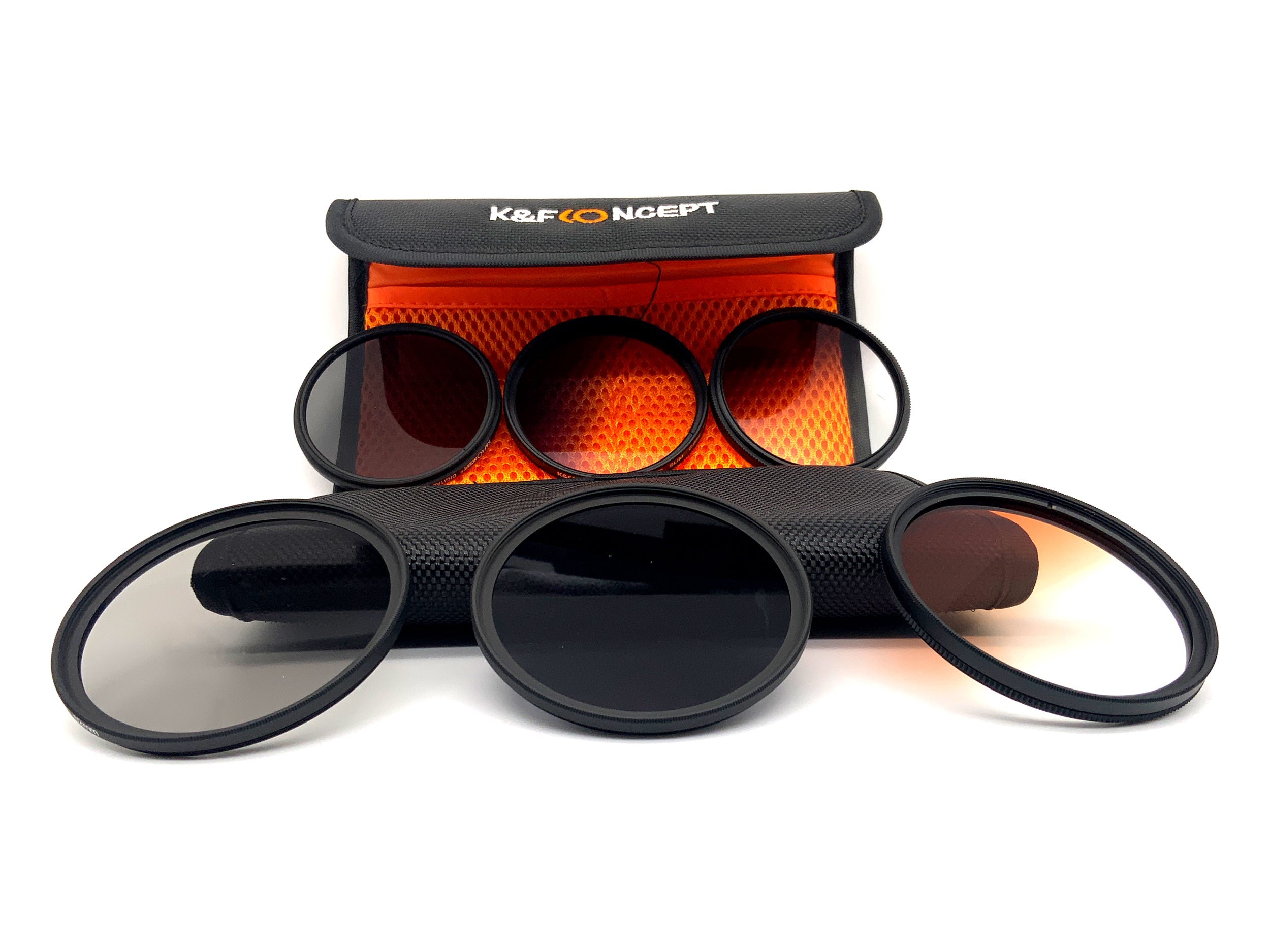 K&F Concept 6er Filterset ND2/4/8, Verlauf Orange/Blue/Grey+Case Filter 62mm