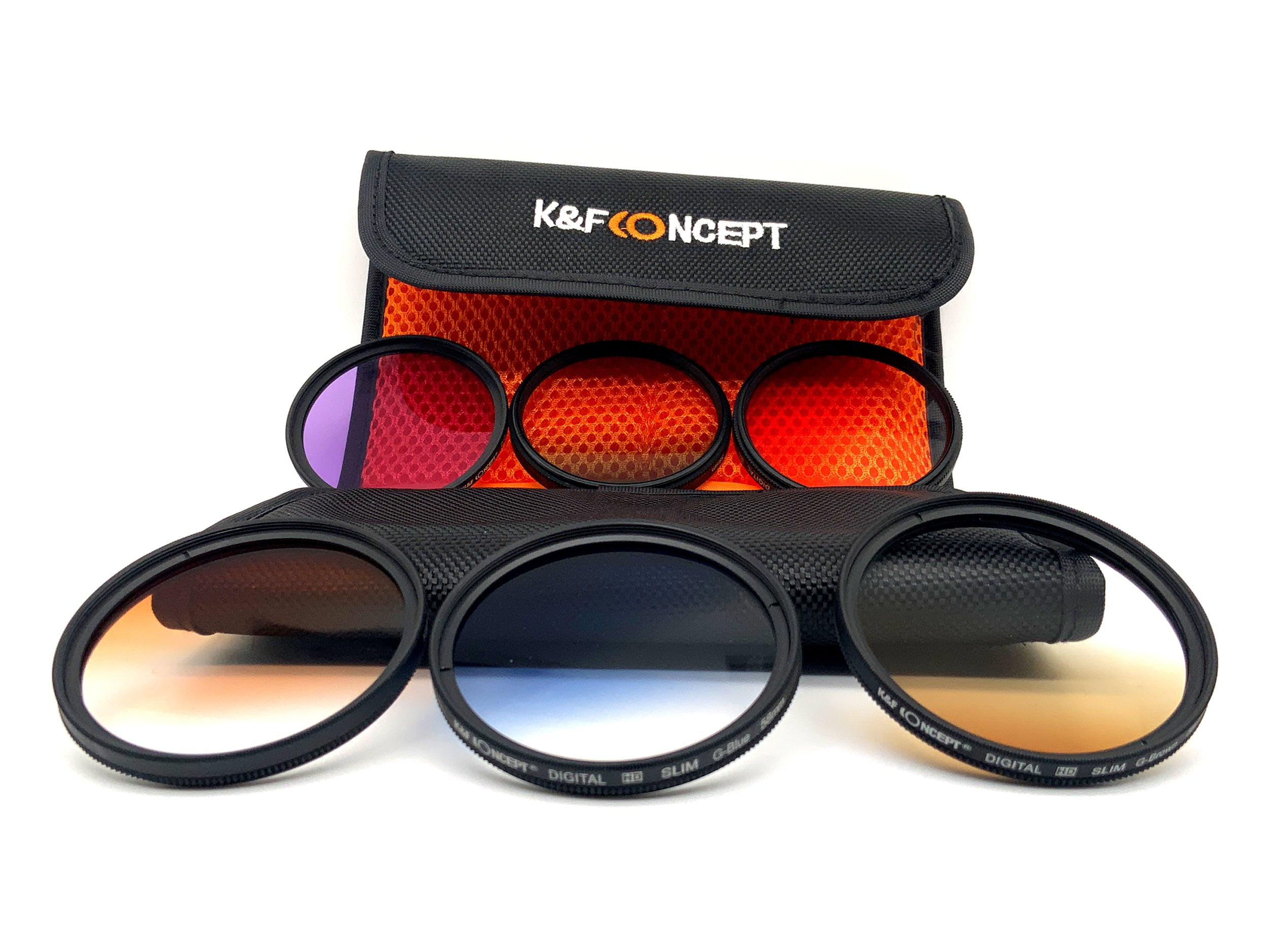 K&F Concept 6er Filterset FLD, Verlaufsfilter Orange/Red/Blue/Green/Brown 58mm