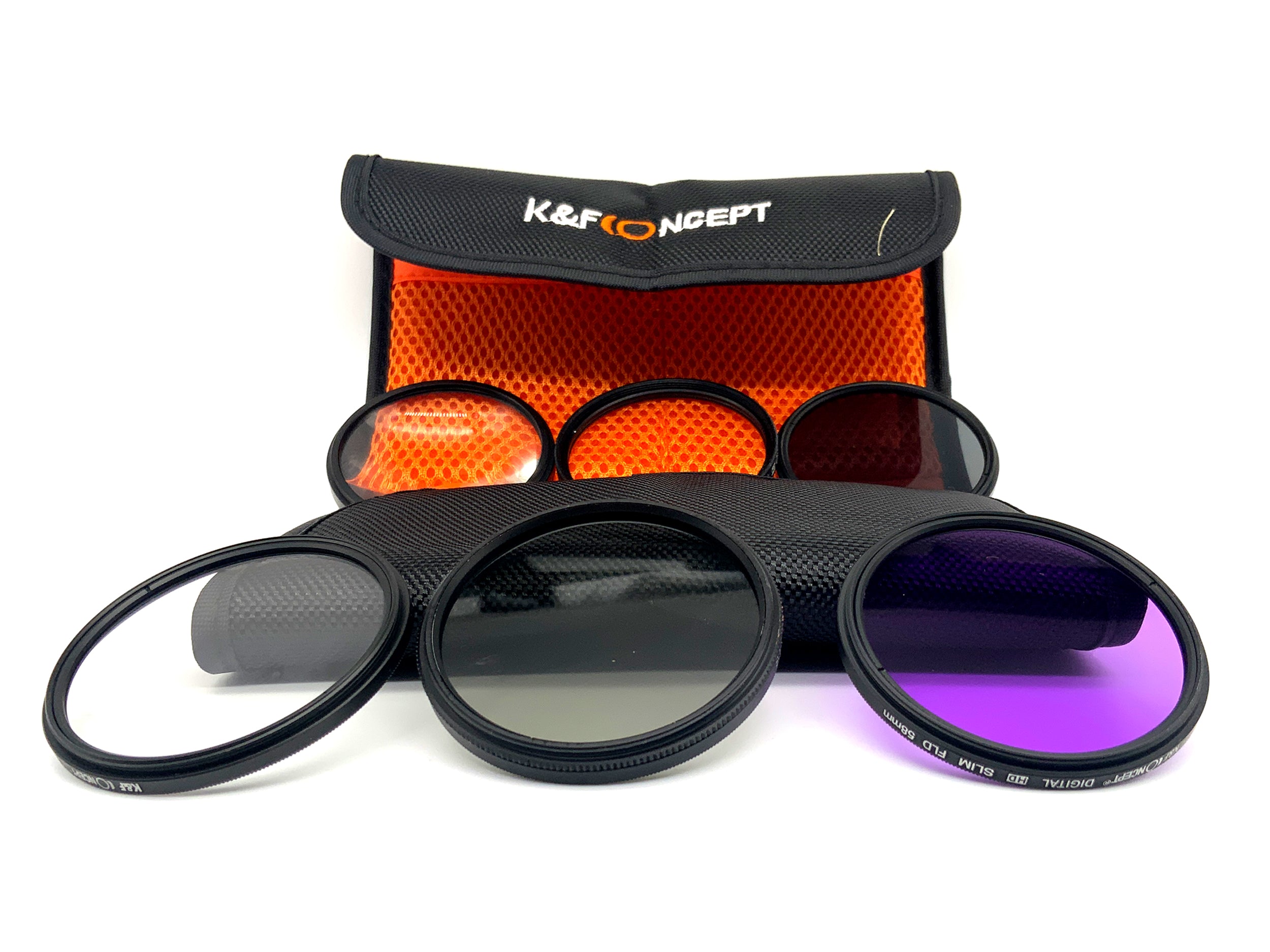 K&F Concept 6er Filterset Digital UV, CPL, FLD, ND4, Close-Up+4/+10 +Case 58mm