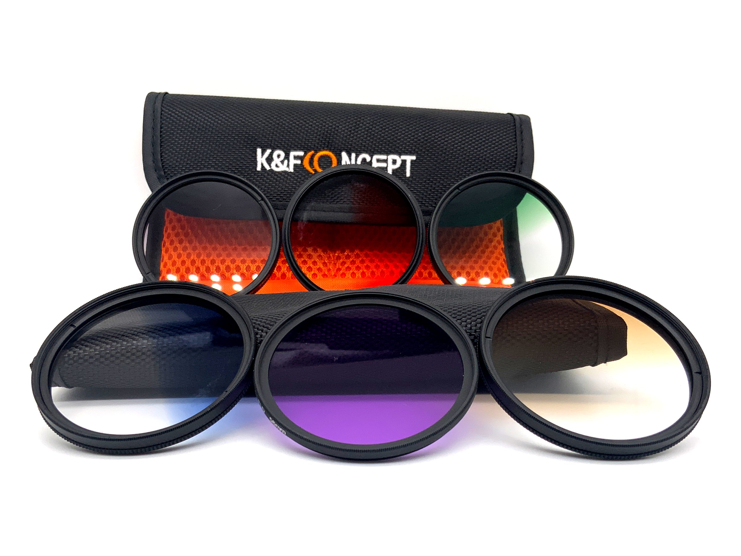 K&F Concept 6er Set FLD+Verlaufsfilter Blue/Red/Green/Grey/Brown + Case 58mm