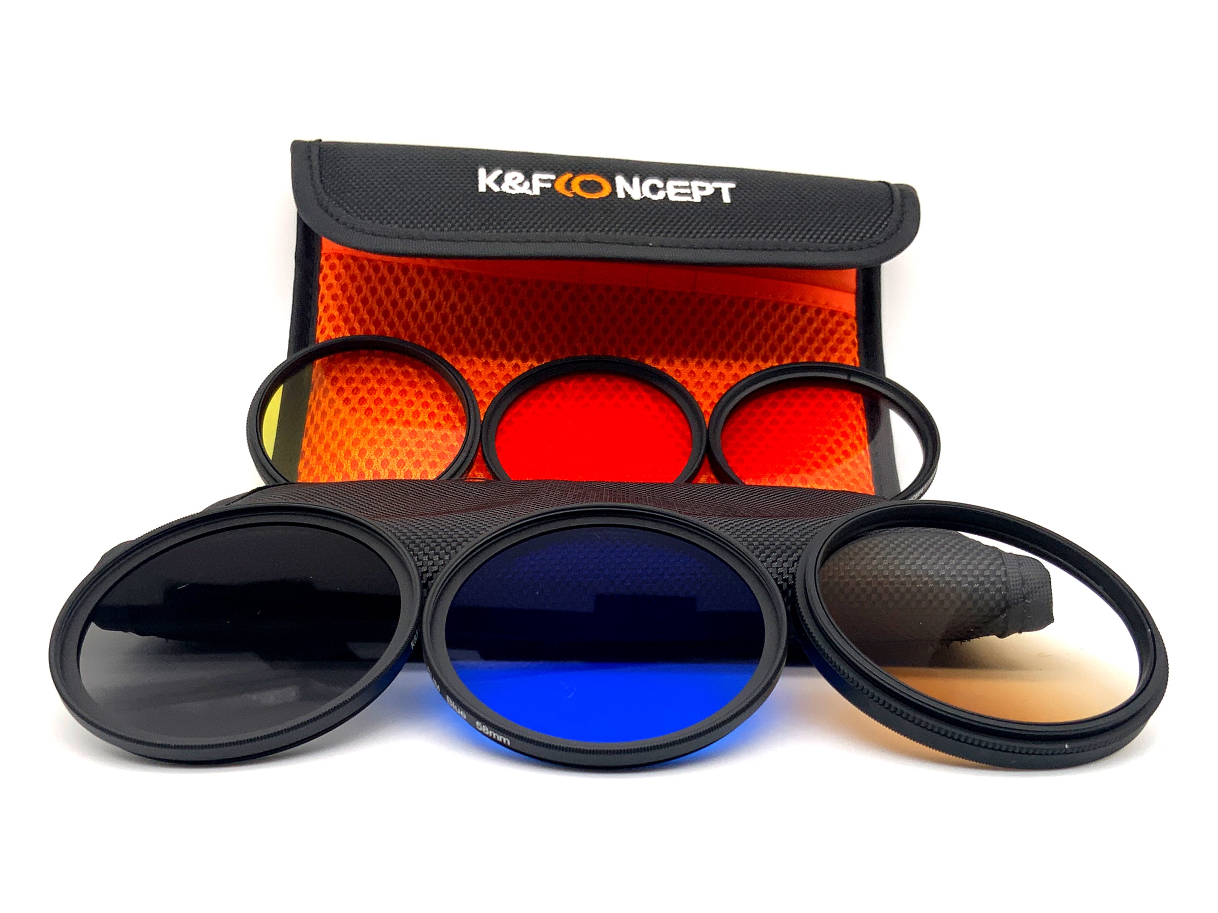 K&F Concept 6er Set Farbfilter Orange/Blue/Grey+Verlauf Pink/Brown/Yellow 58mm