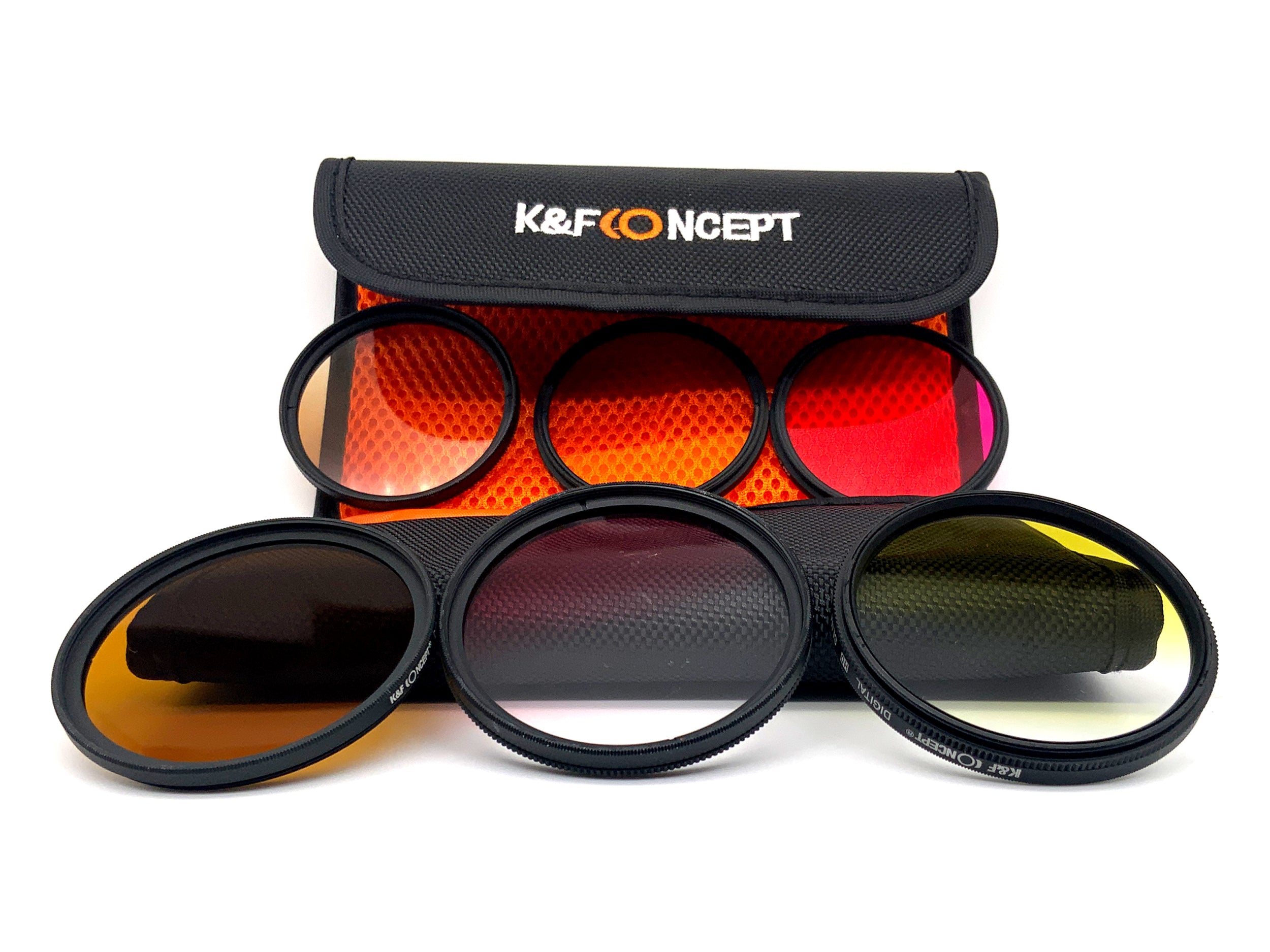 K&F Concept 6er Filterset Farb-und Verlaufsfilter Pink/Brown/Yellow + Case 58mm
