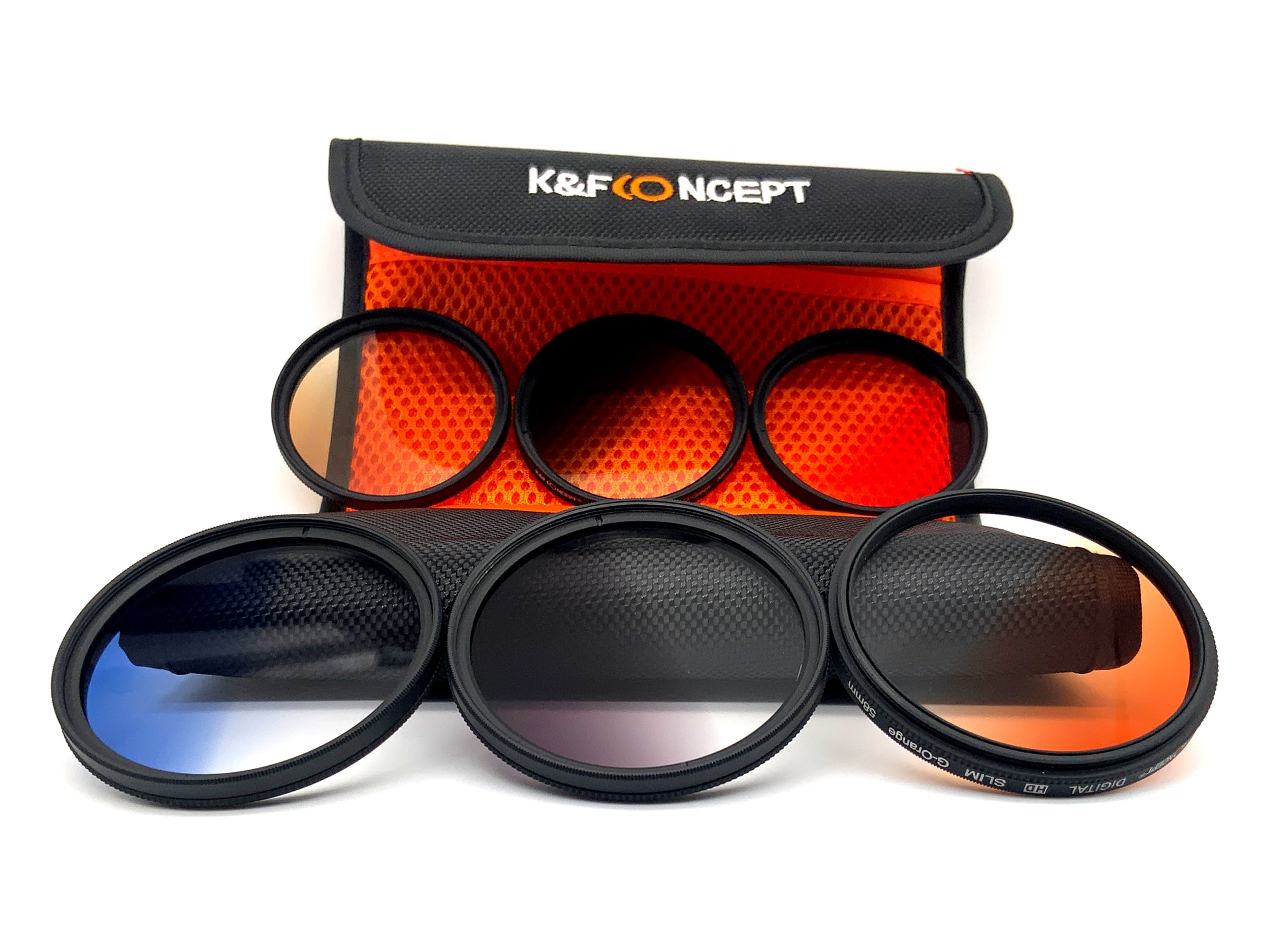 K&F Concept Verlaufsfilter 6er Set Red/Orange/Blue/Green/Grey/Brown+Case 58mm