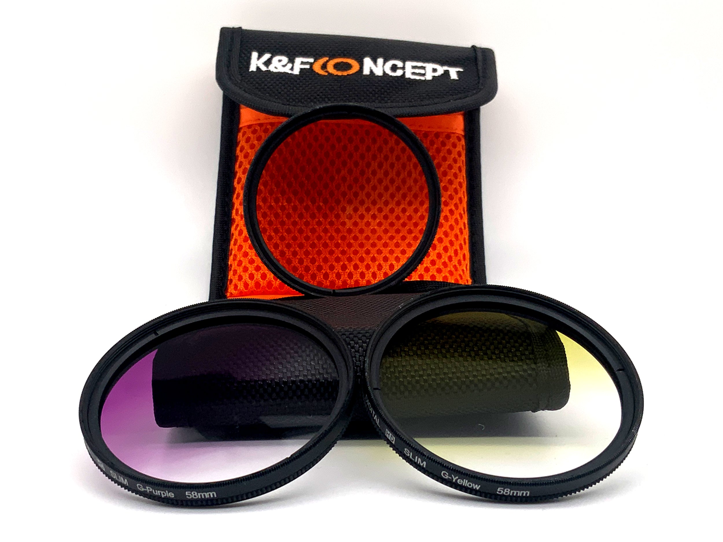 K&F Concept Verlaufsfilter 3er Set Digital HD Slim Purple/Brown/Yellow+Case 58mm