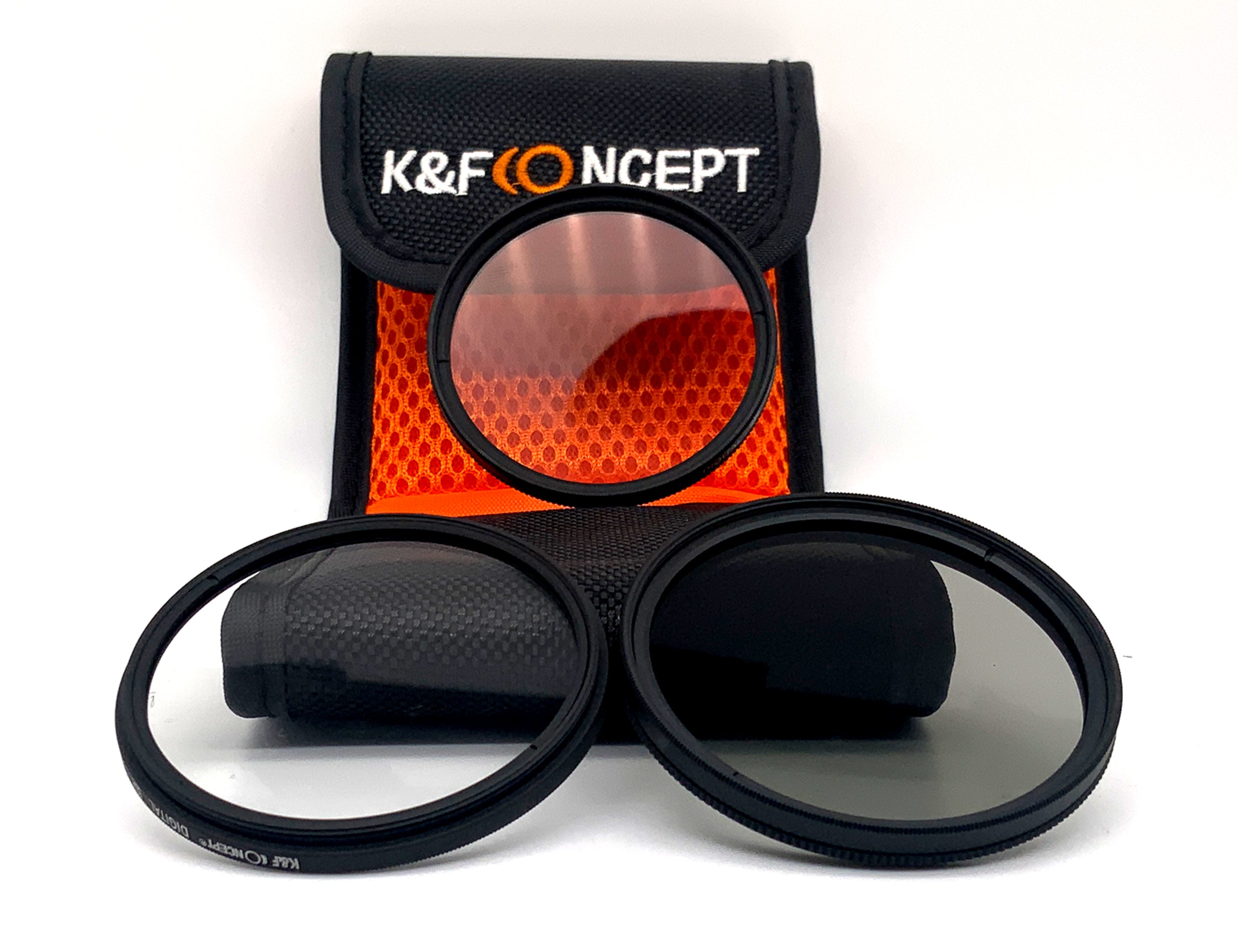K&F Concept 3er Set Digital HD Slim UV/CPL/Verlaufsfilter G-Orange + Case 58mm