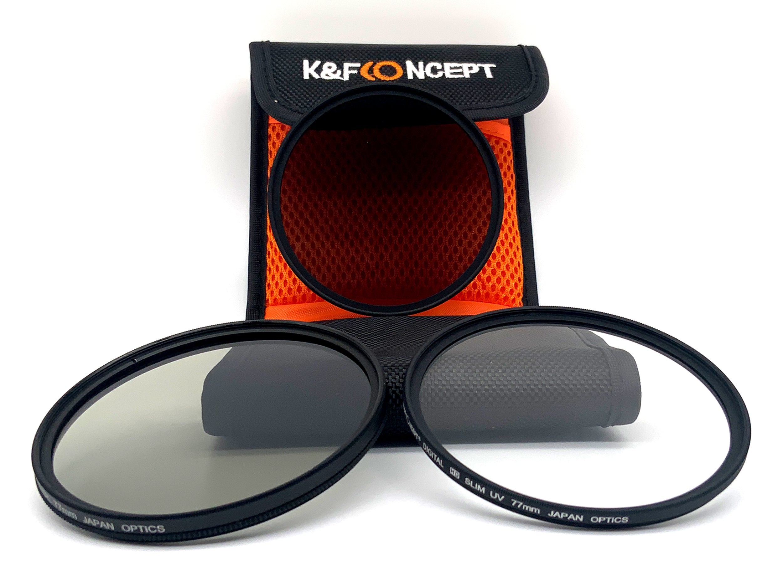 K&F Concept 3er Filterset Digital HD Slim UV/CPL/ND4 + Case Filter 77mm