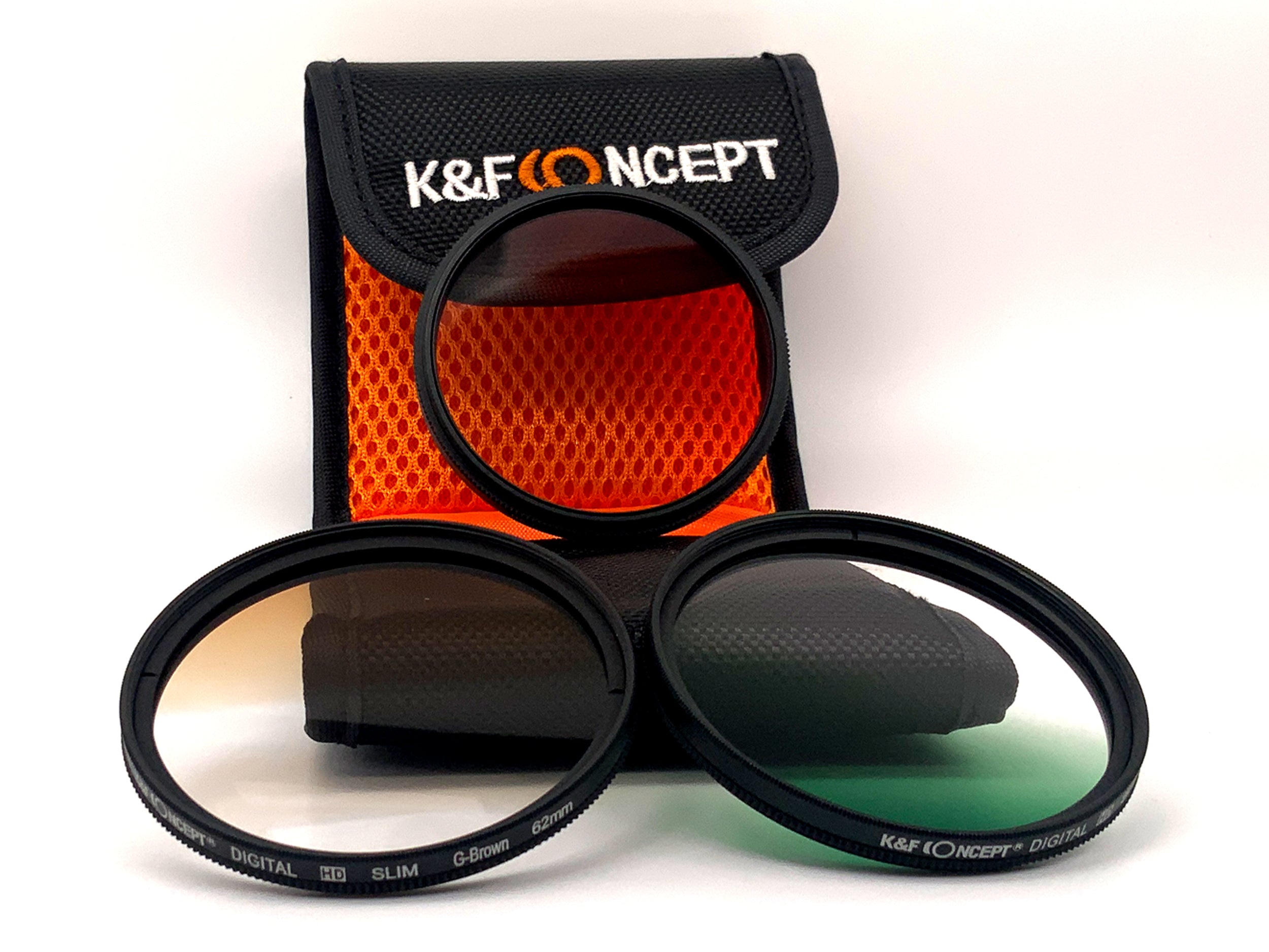K&F Concept Verlaufsfilter 3er Set Digital HD Slim G-Red/Green/Brown +Case 62mm