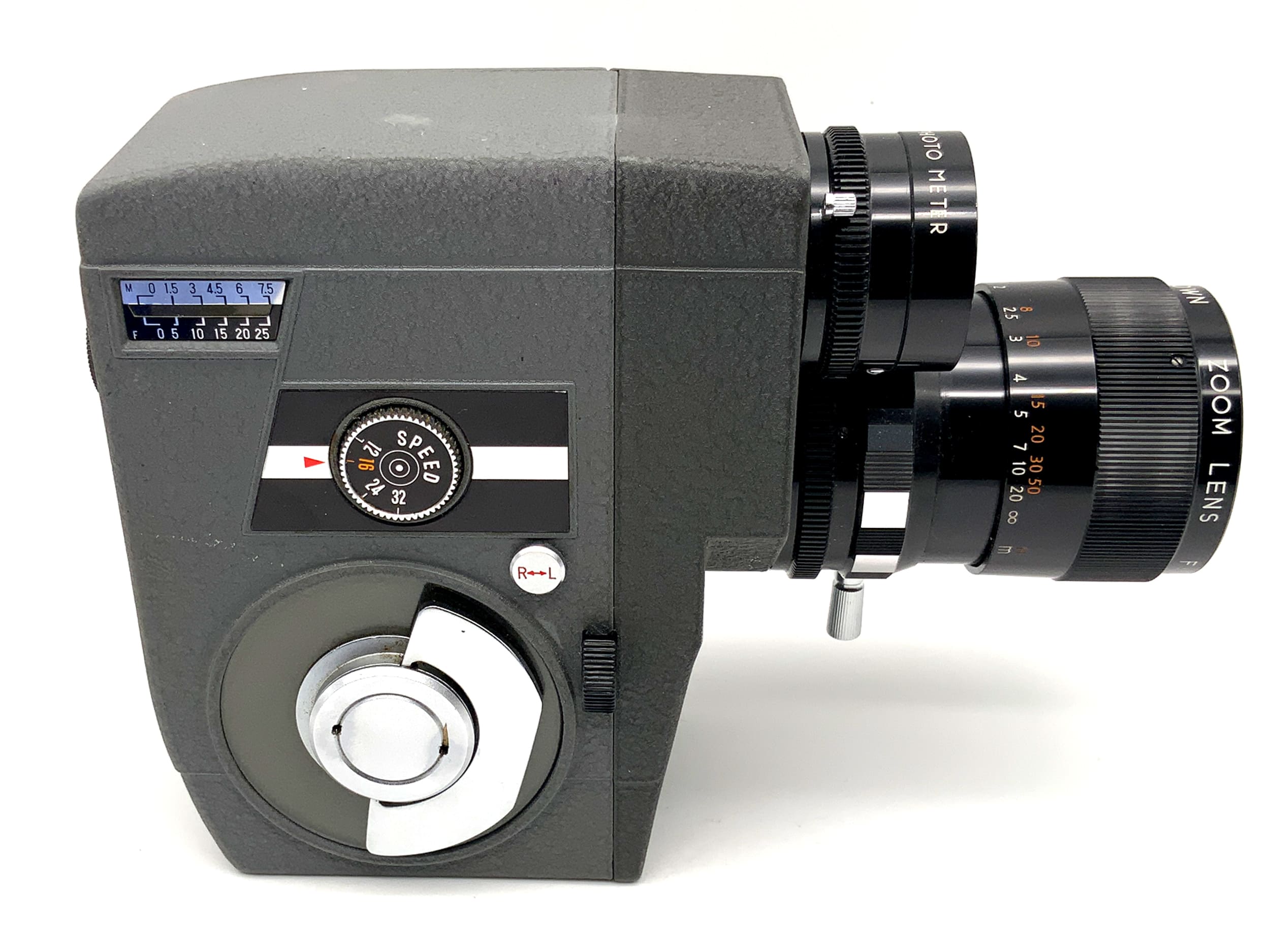 Crown 8 EZS Filmkamera mit F:1.8 f=10-30mm Zoom Lens mit Griff Doppel 8mm