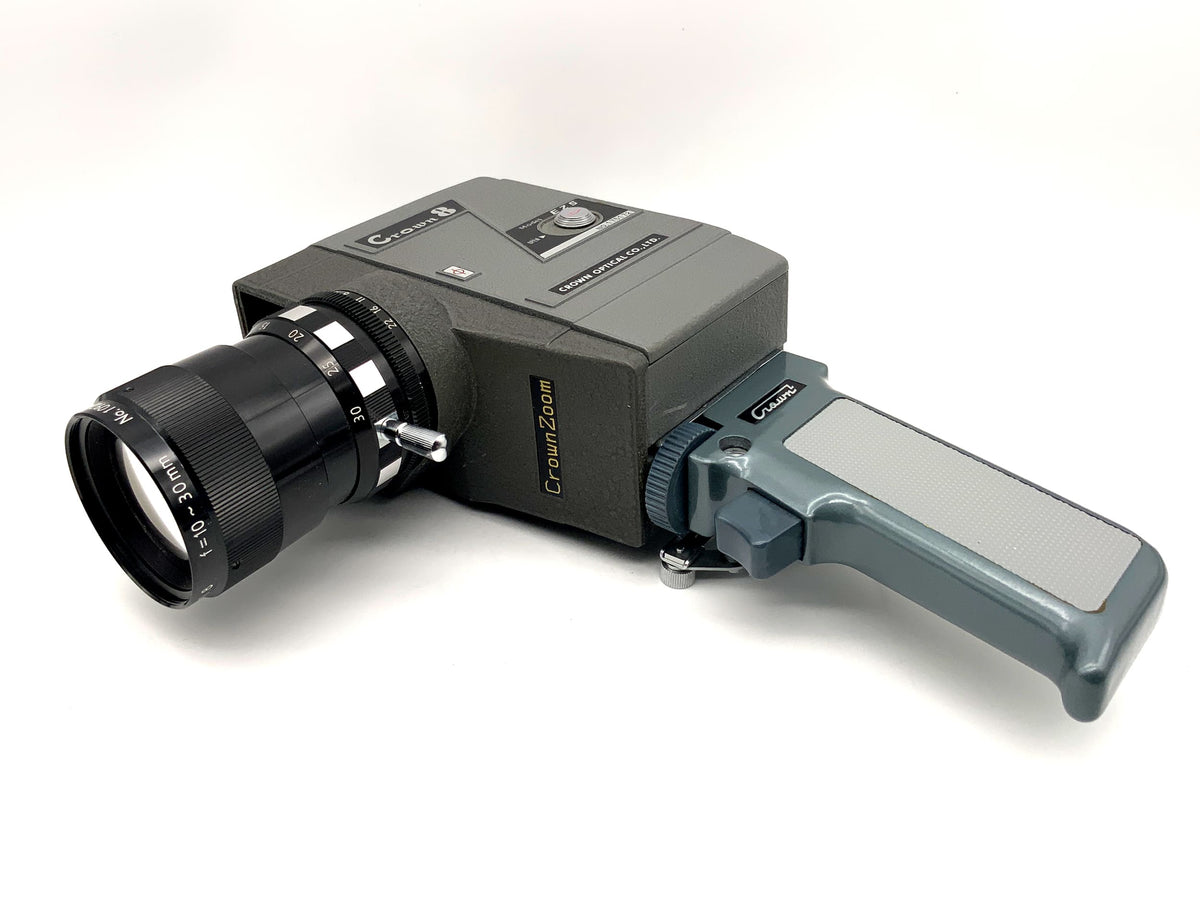 Crown 8 EZS movie camera with F:1.8 f=10-30mm zoom lens and grip, dual 8mm