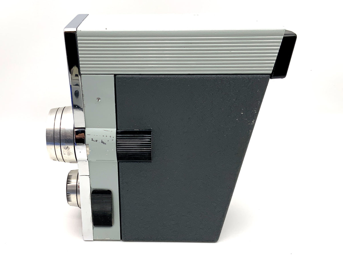 Meopta A8G2 Supra film camera with Mirar 2.8/13 lens and grip for dual 8mm film.
