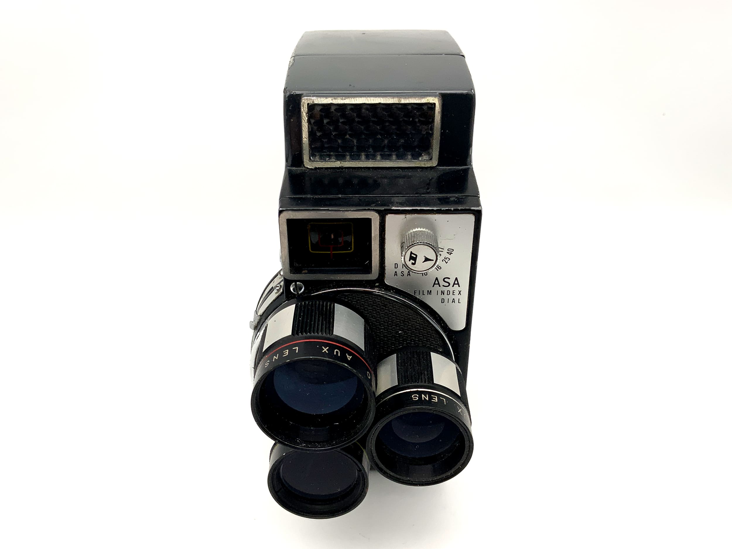 Jelco Auto III film camera with Jelco lens (3 pieces) for double 8mm film.