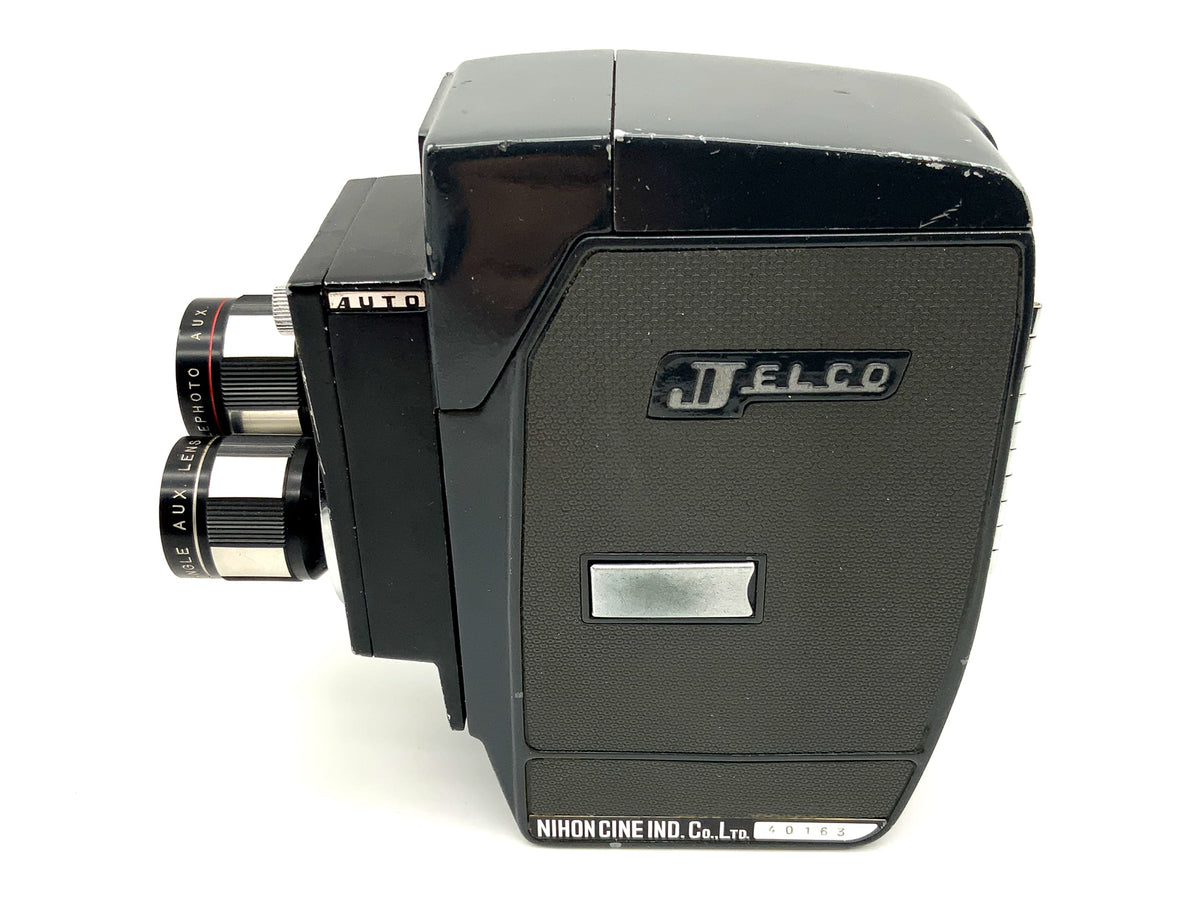 Jelco Auto III film camera with Jelco lens (3 pieces) for double 8mm film.