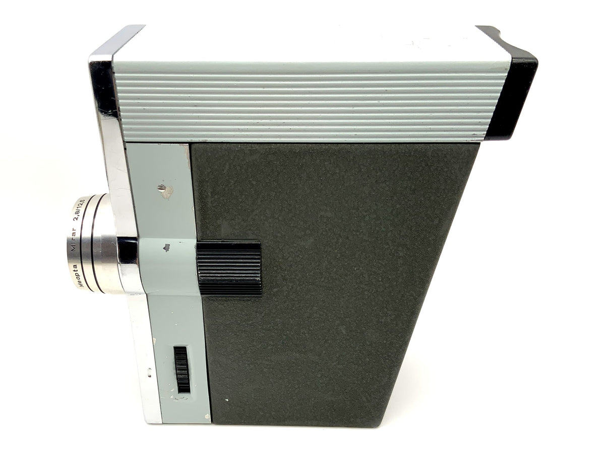 Meopta A8G1 Supra film camera with Mirar 2.8/12.5 16mm lens and grip for narrow-gauge film