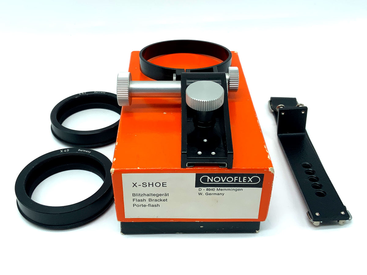 Novoflex Blitzhaltegerät Blitzhalter+X-Shoe+X-Ring x49/x52 in OVP