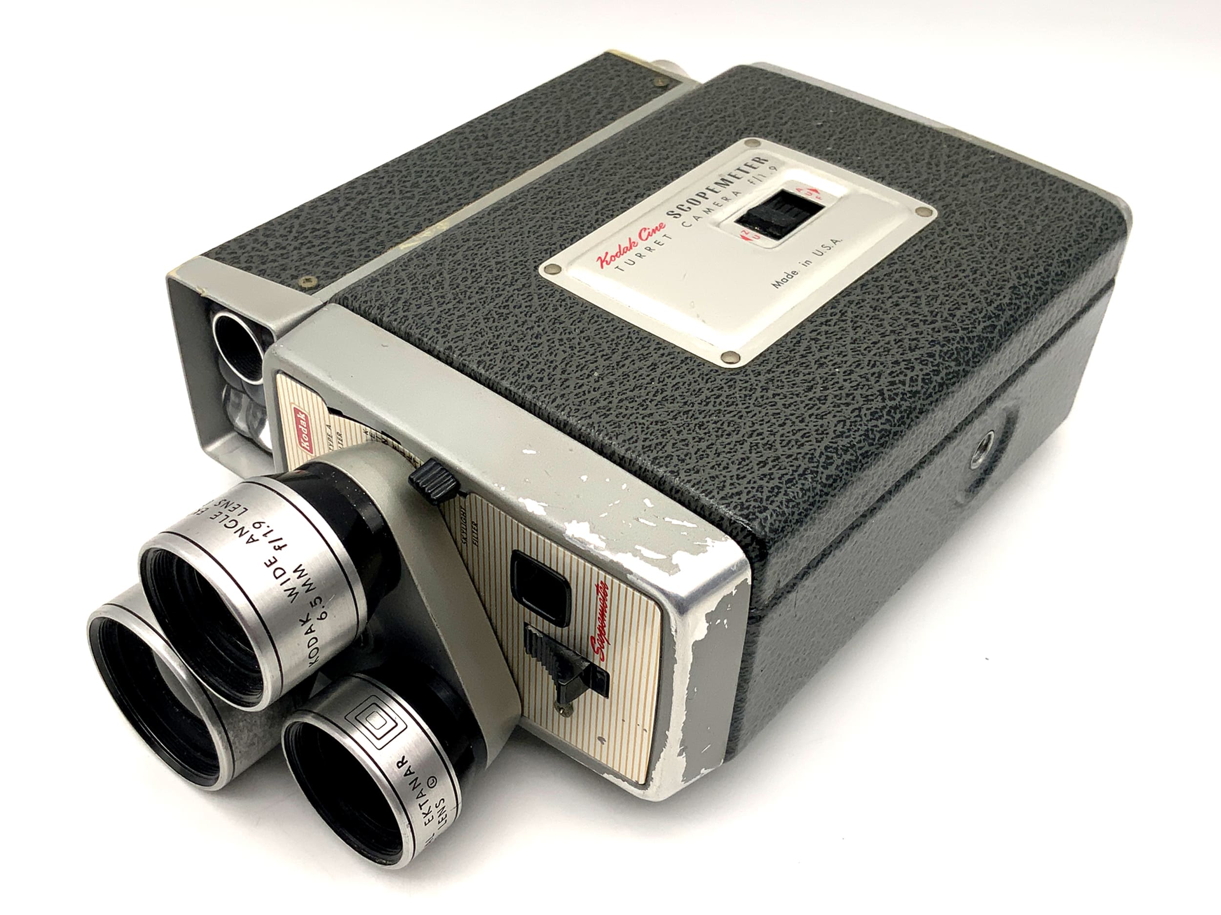 Kodak Scopemeter Filmkamera mit Ektanar f/1.9 Telephoto, Wide Angle Doppel 8mm