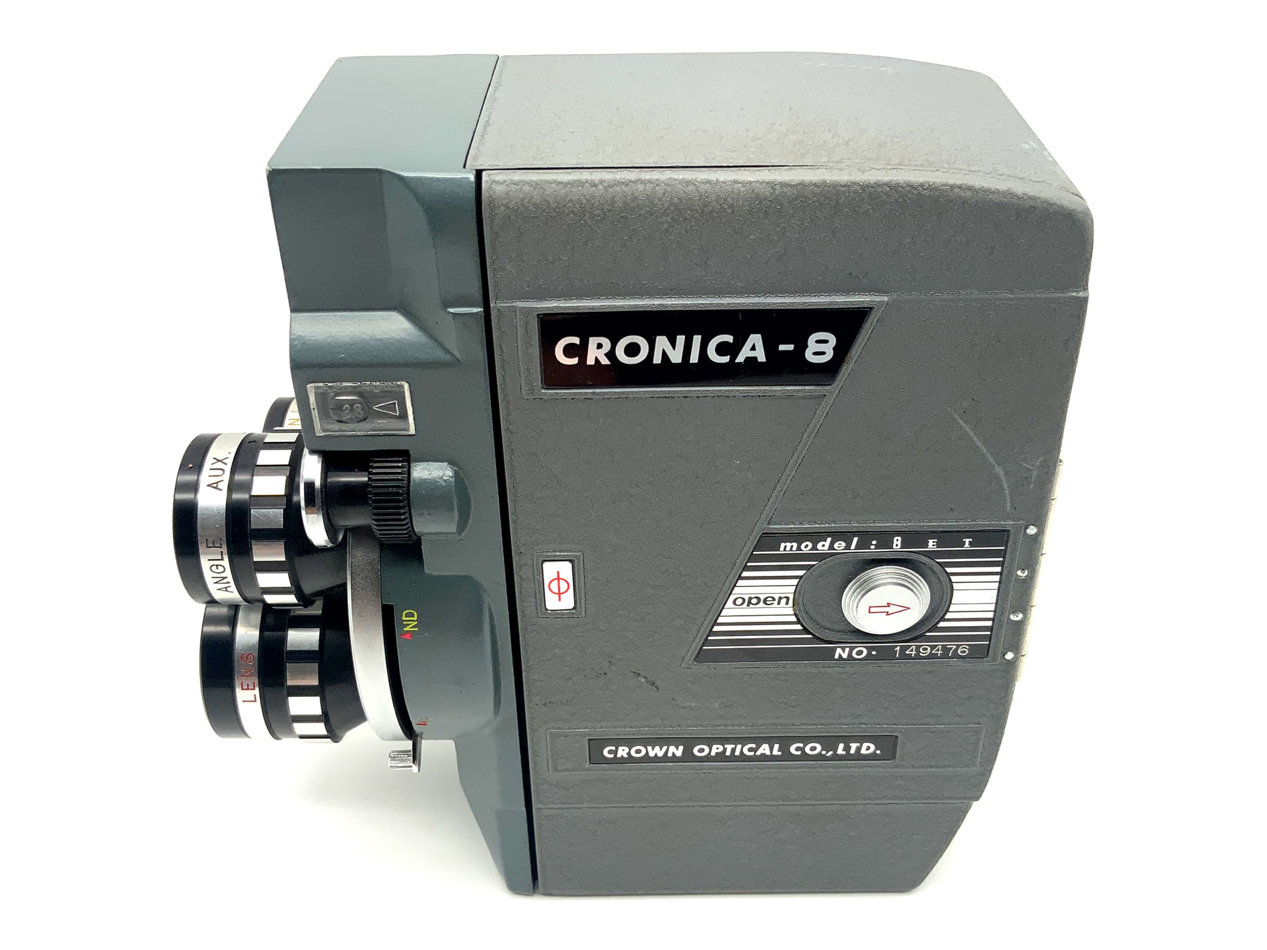 Crown Cronica 8 ET Filmkamera mit 3x Cronica Lens mit Griff Doppel 8mm